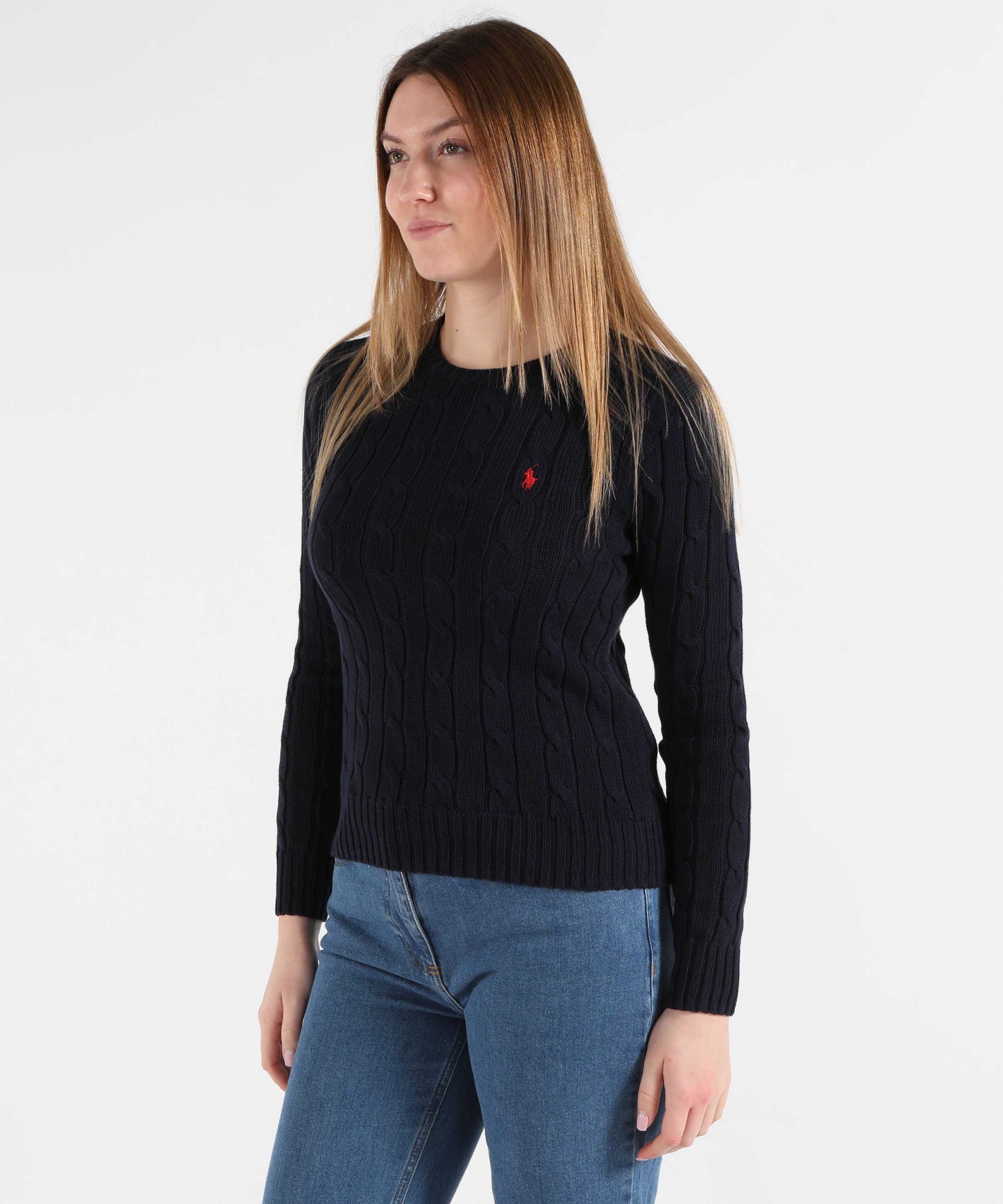 POLO RALPH LAUREN Maglione a collo a giro in cotone a trecce