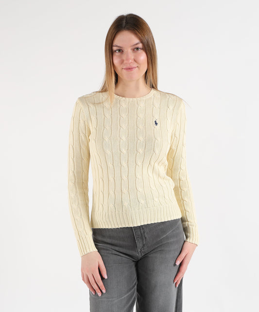 POLO RALPH LAUREN Maglione a collo a giro in cotone a trecce