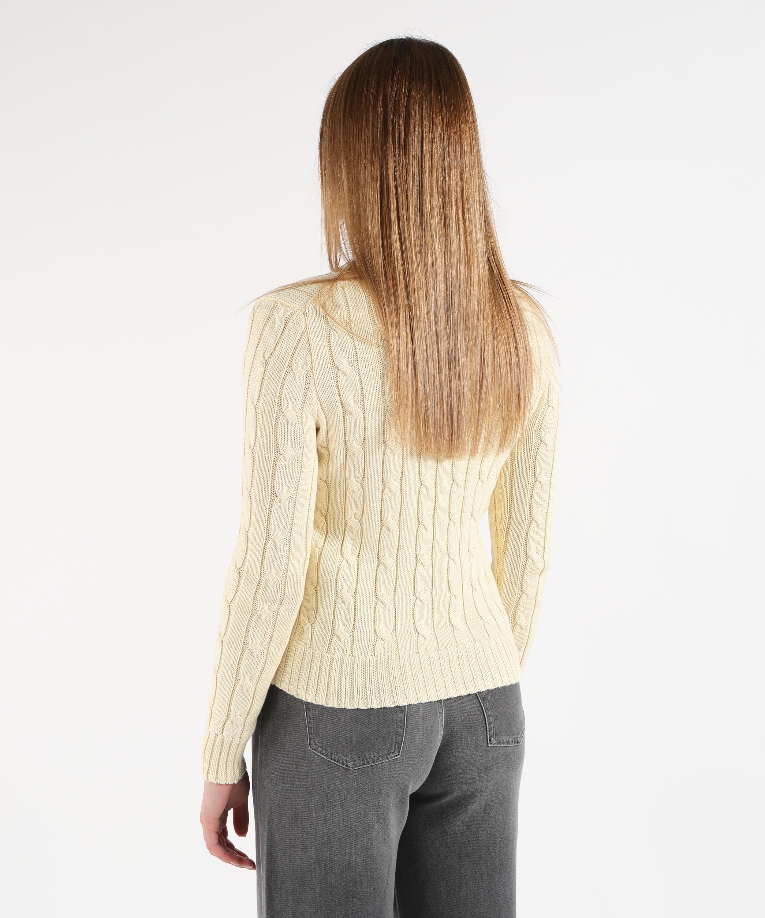 POLO RALPH LAUREN Maglione a collo a giro in cotone a trecce