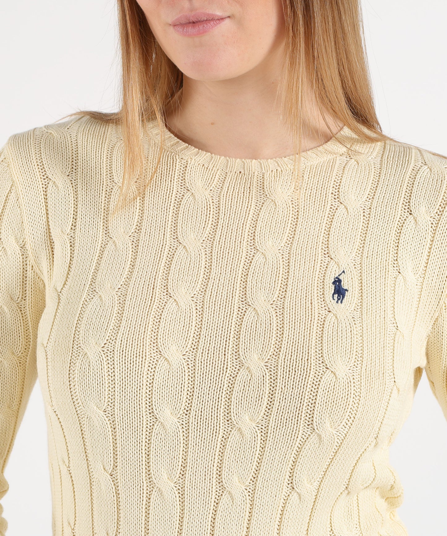 POLO RALPH LAUREN Maglione a collo a giro in cotone a trecce