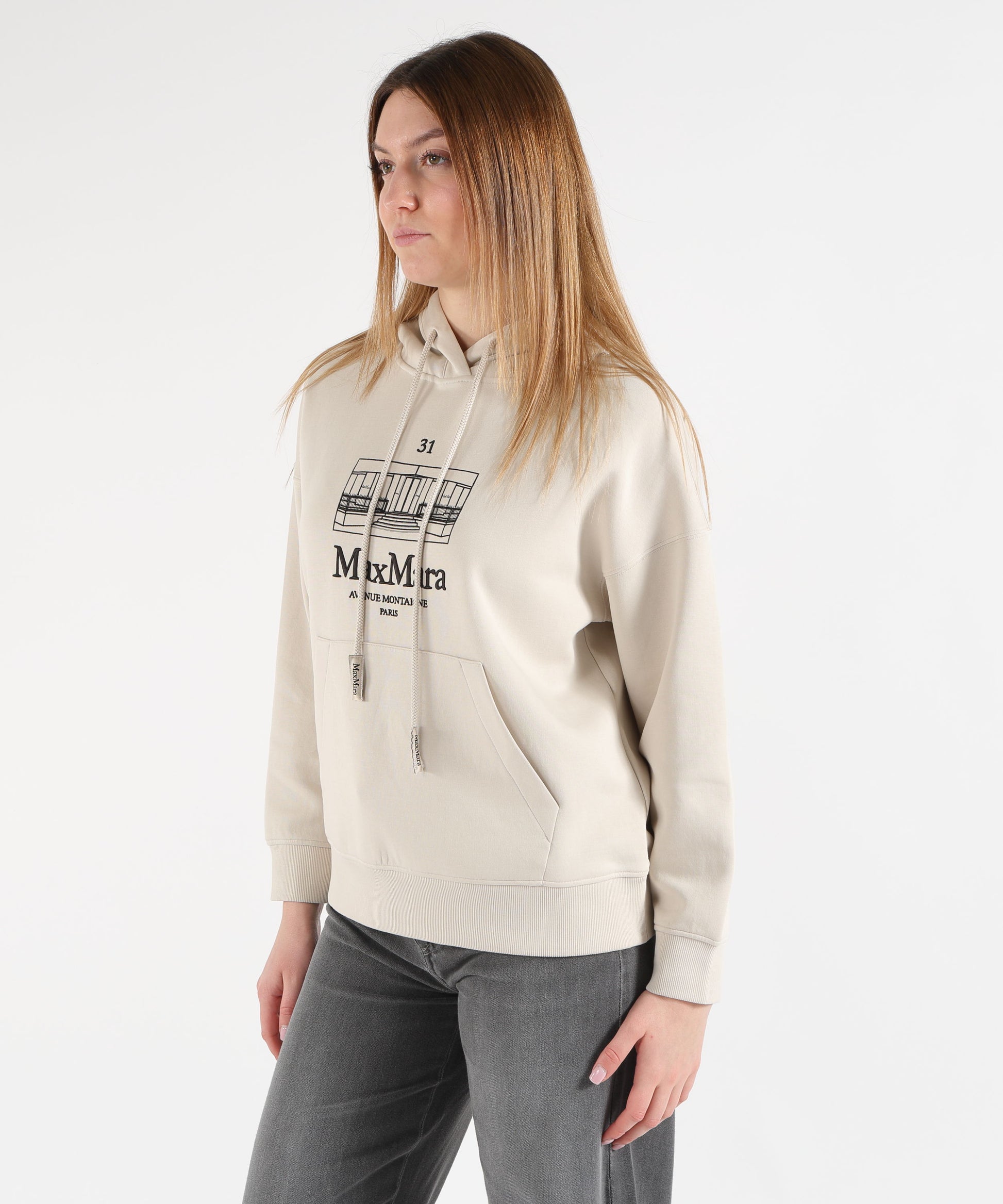 Felpe 'S MAX MARA Felpa con cappuccio andrea Ecru | 'S MAX MARA