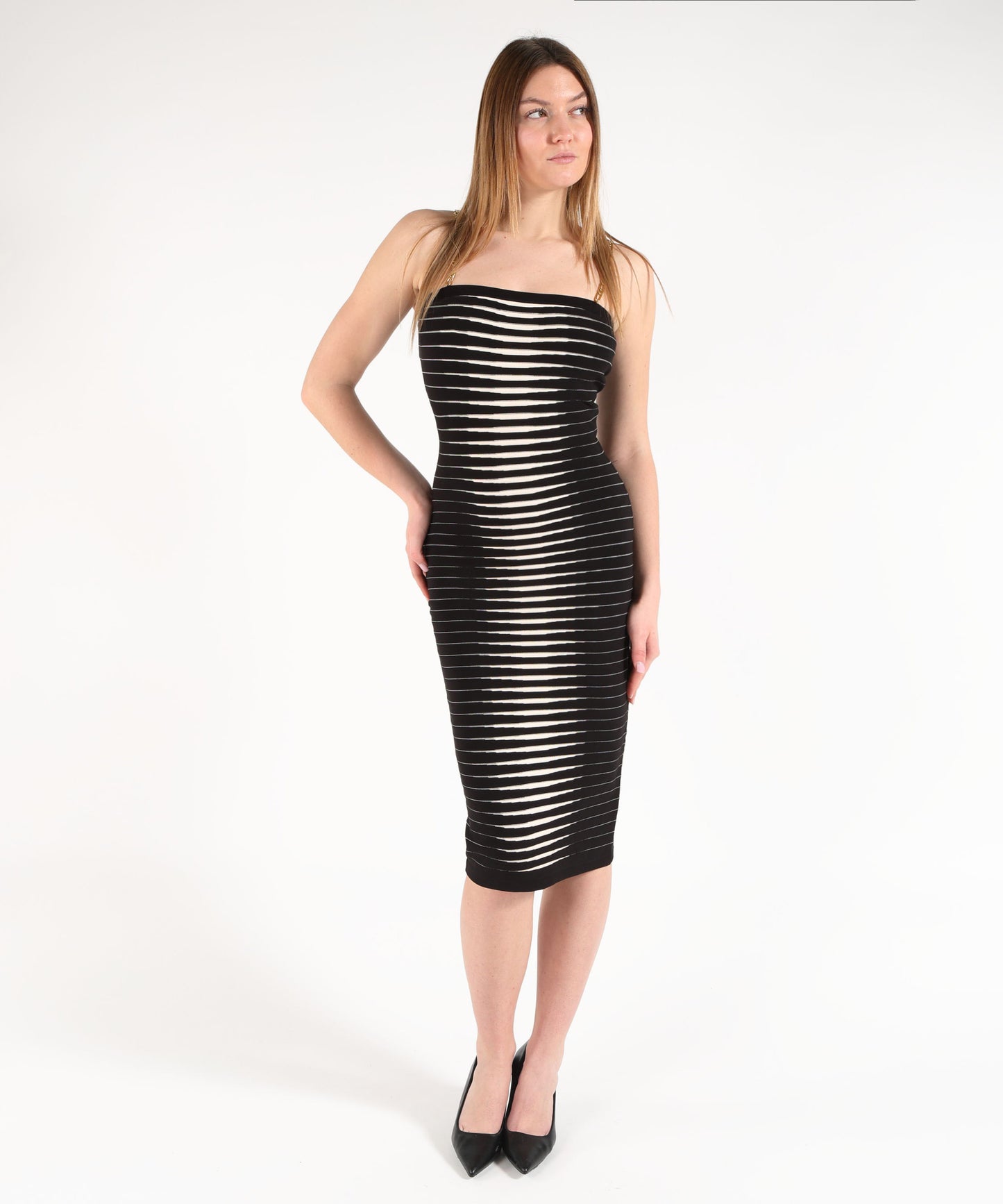 ELISABETTA FRANCHI Abito in maglia con zebra jacquard