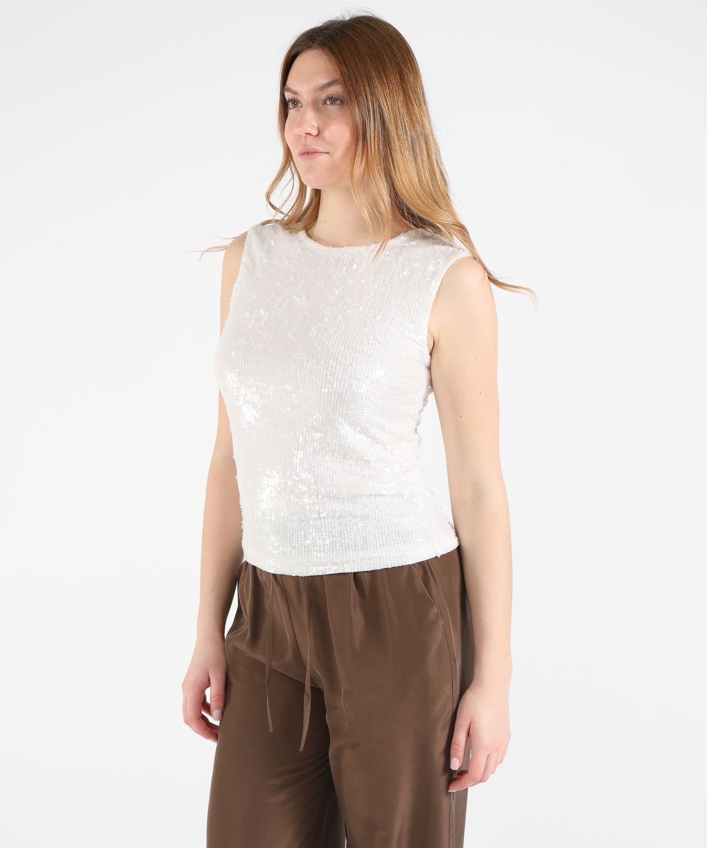 P.A.R.O.S.H. Round-neck sequin blouse