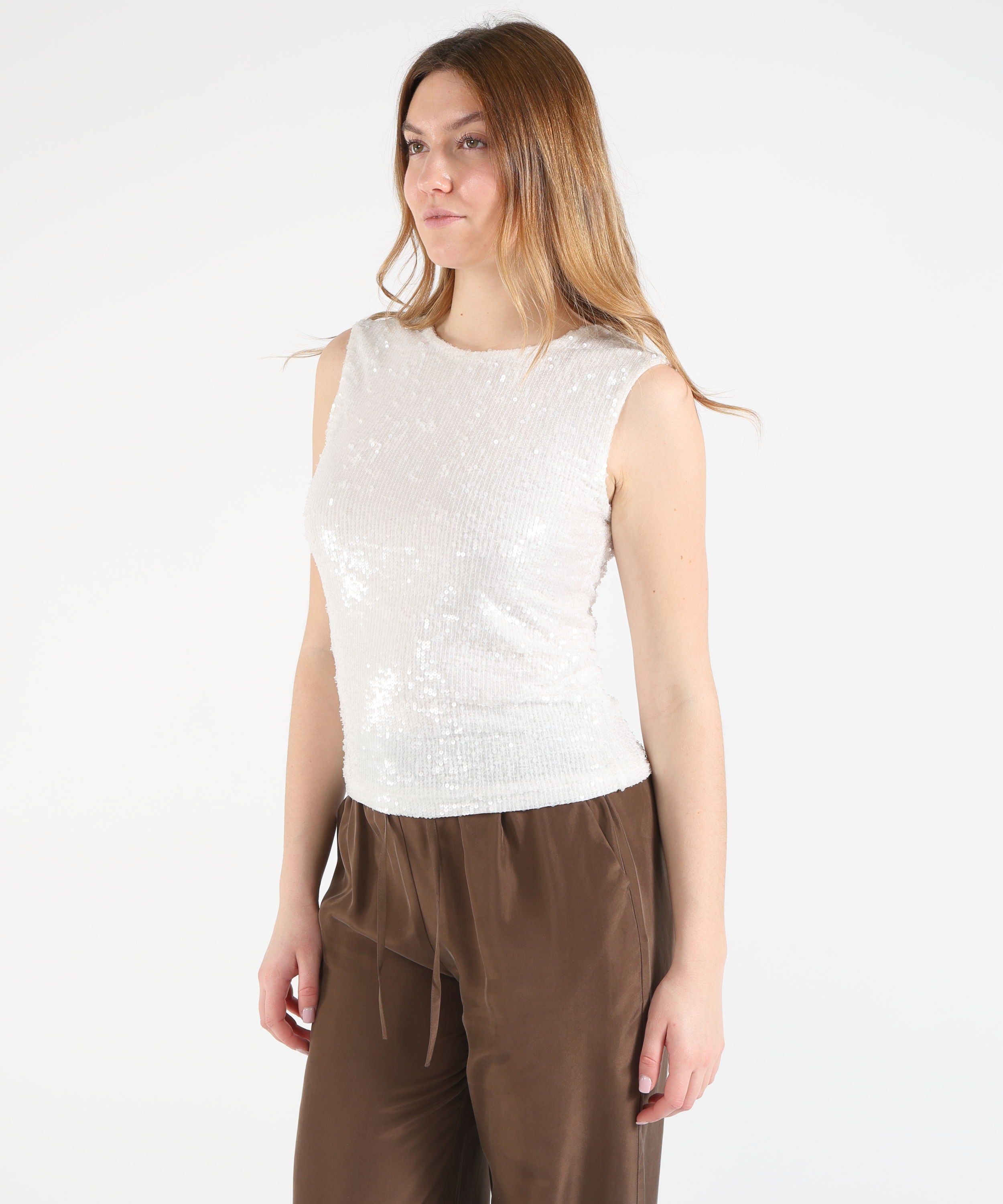 P.A.R.O.S.H. Round-neck sequin blouse