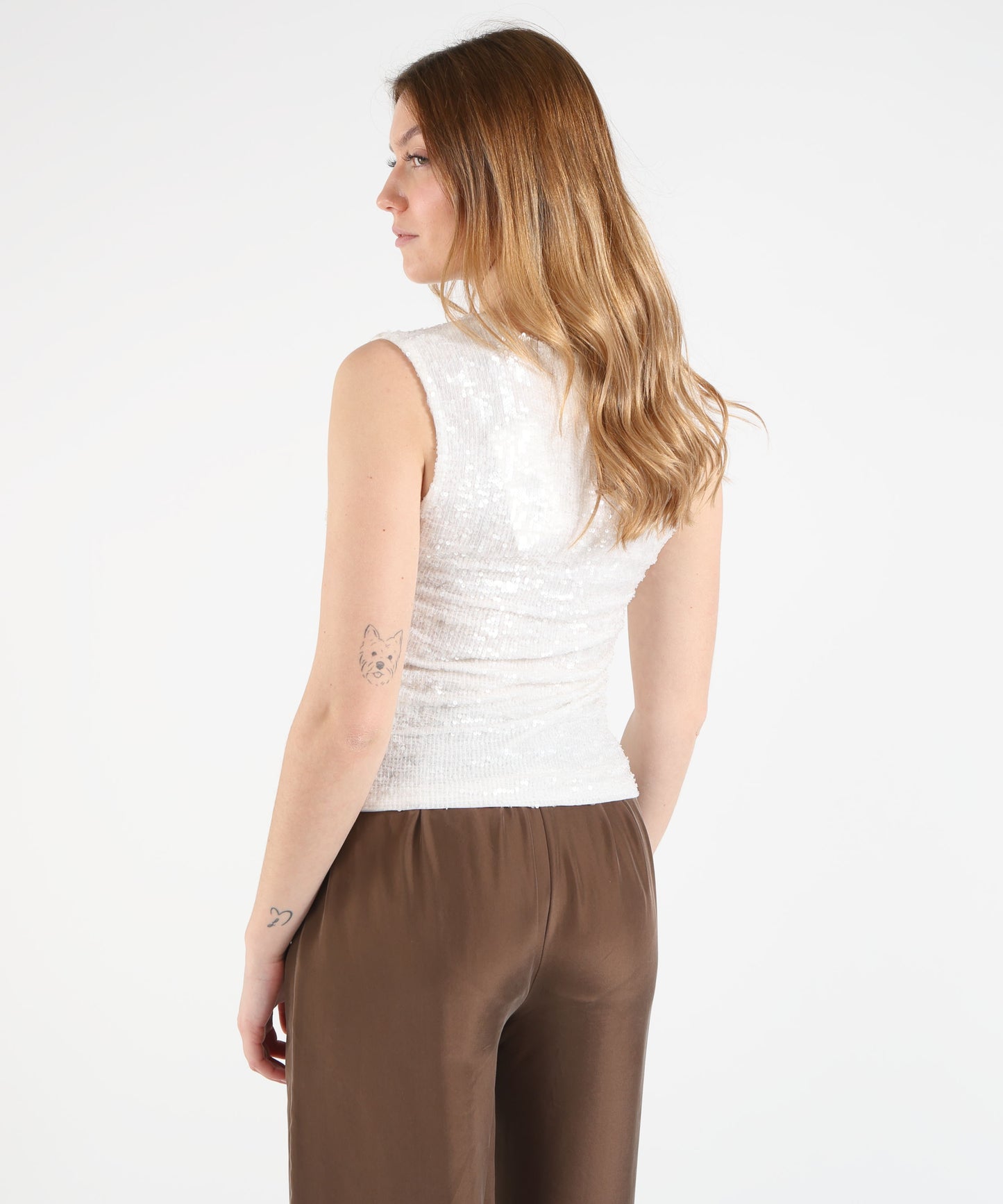 P.A.R.O.S.H. Round-neck sequin blouse