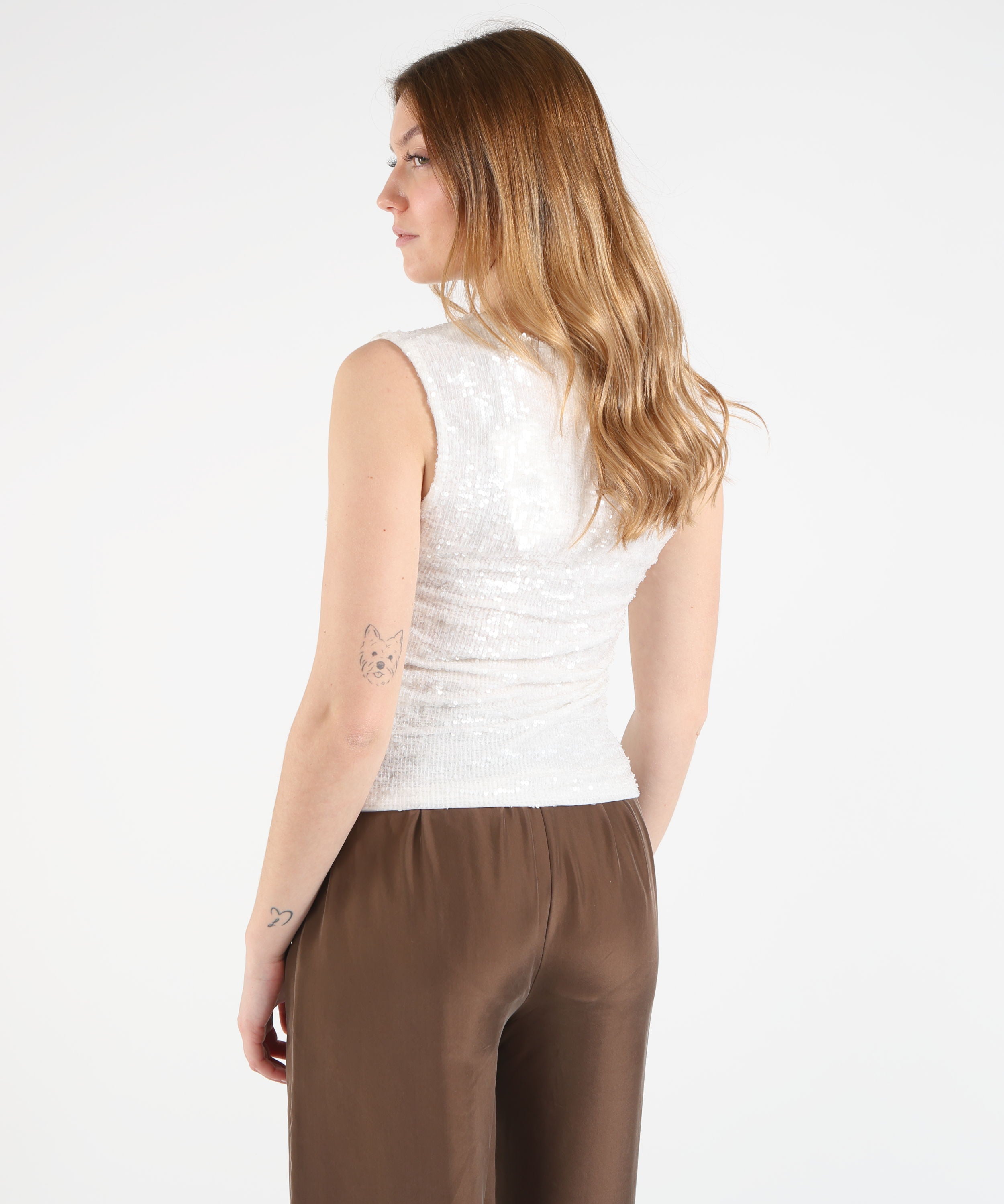 P.A.R.O.S.H. Round-neck sequin blouse