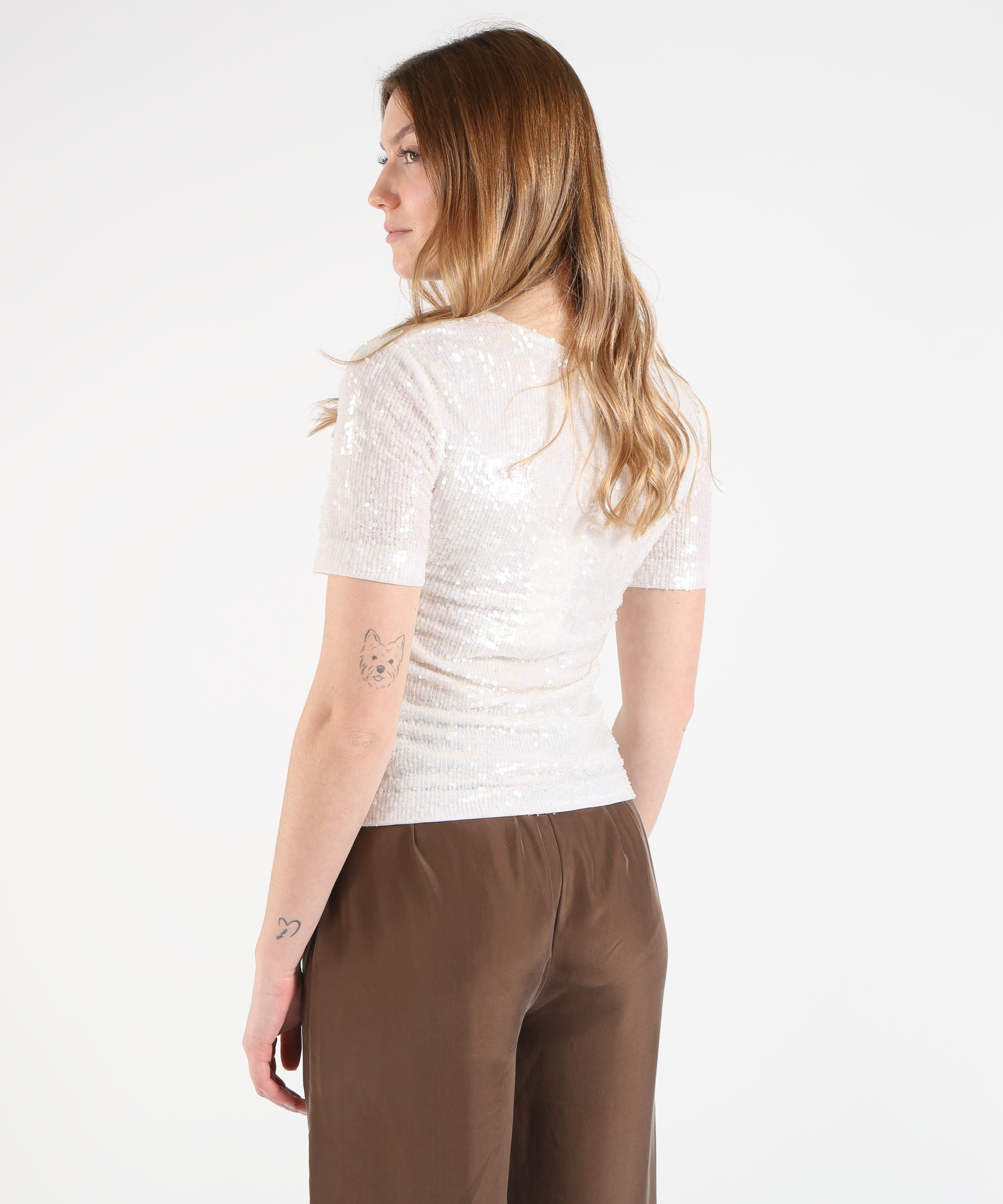 P.A.R.O.S.H. Short-sleeve sequin blouse