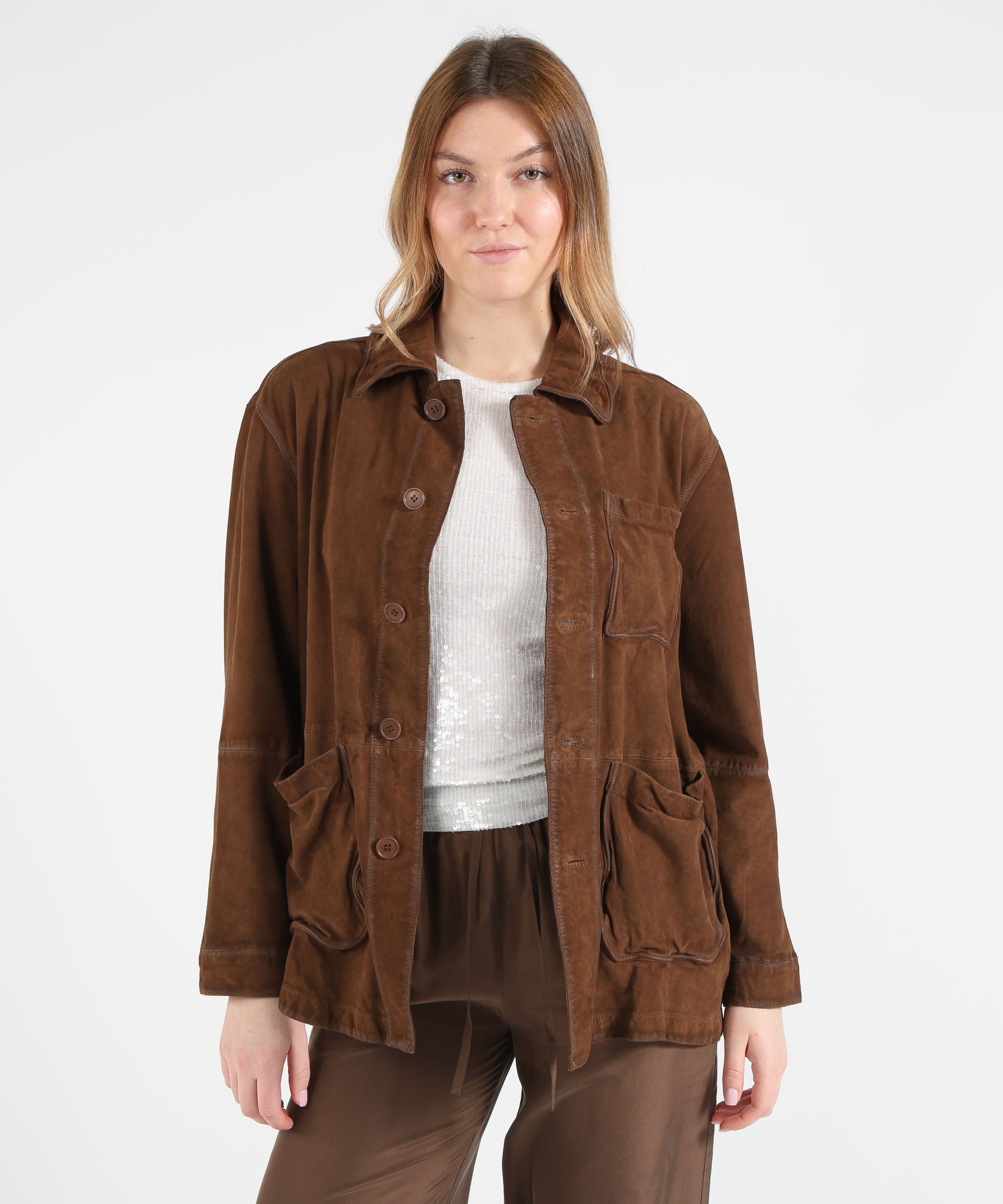 P.A.R.O.S.H. Suede shirt jacket