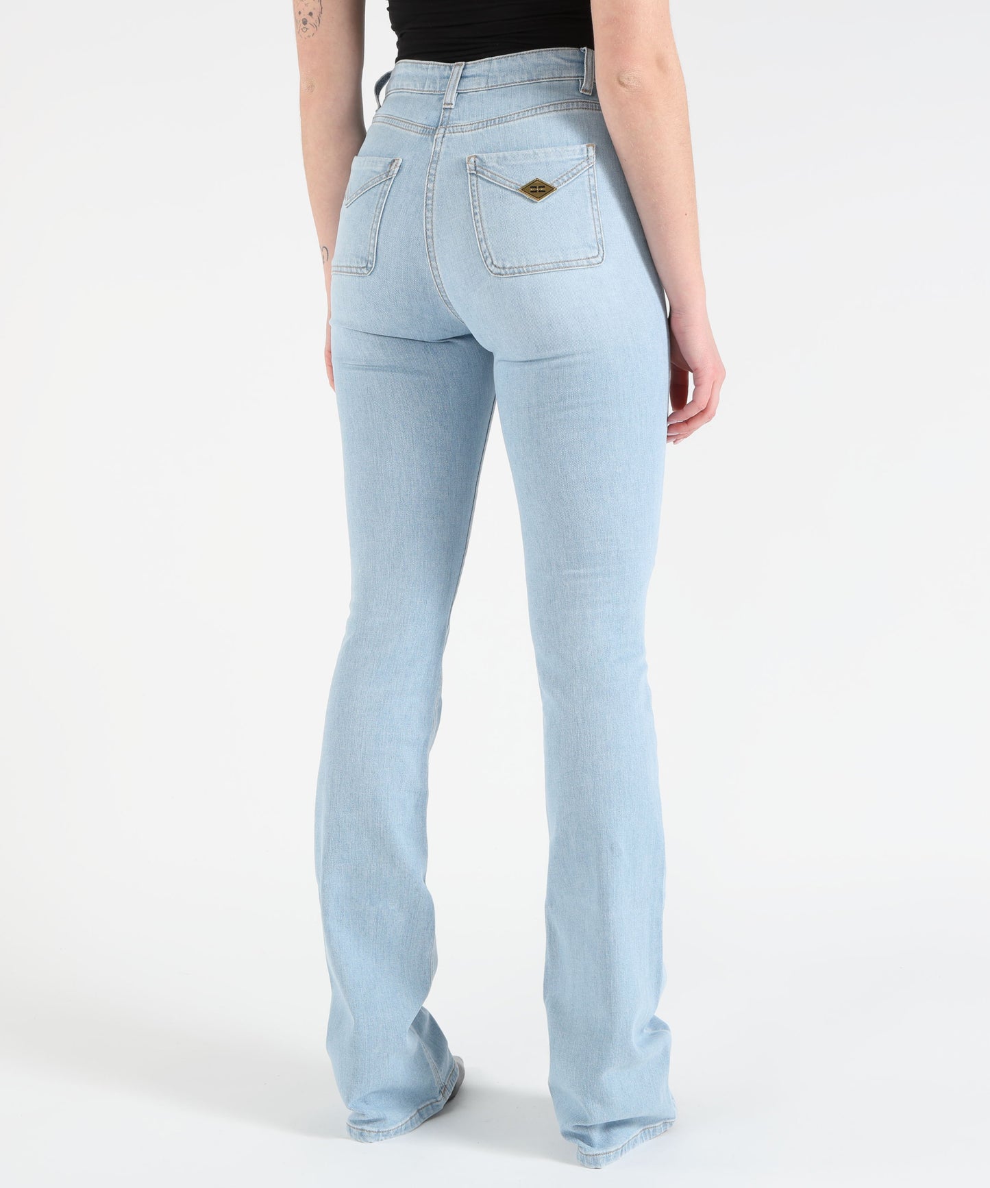 ELISABETTA FRANCHI Jeans denim chiaro con tasche sul davanti a vista