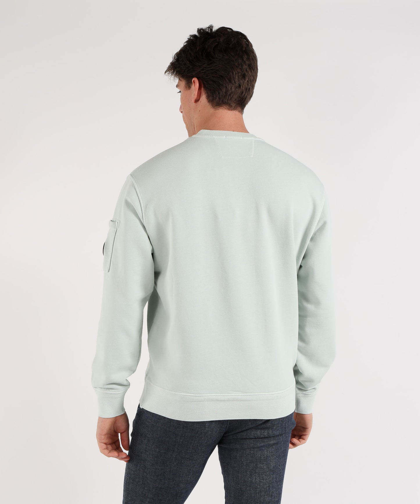 C.P. COMPANY Cotton Diagonal Fleece Resist Dyed Crewneck Lens Sweatshirt