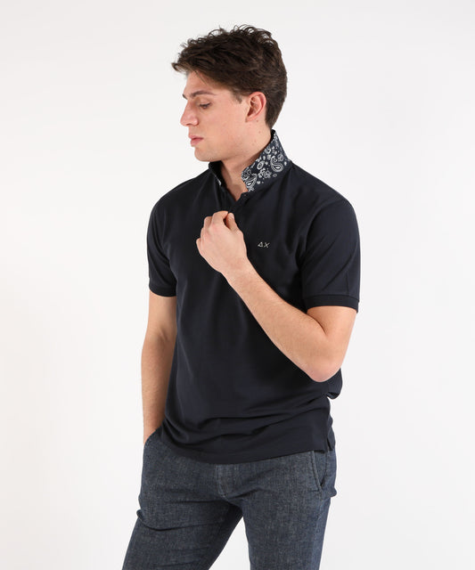 SUN 68 Polo print under collar