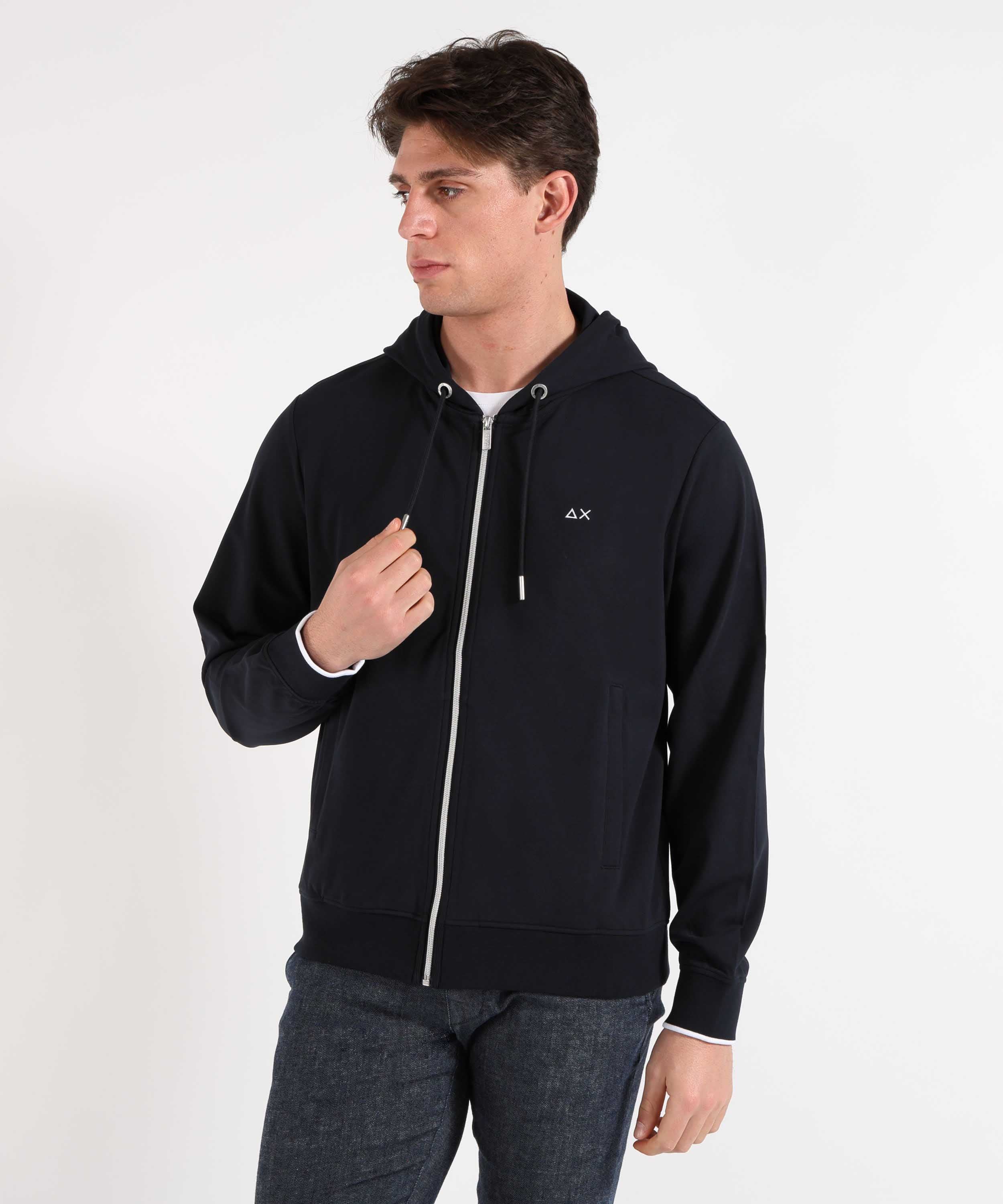 SUN 68 Hoodie zip piquet small stripe