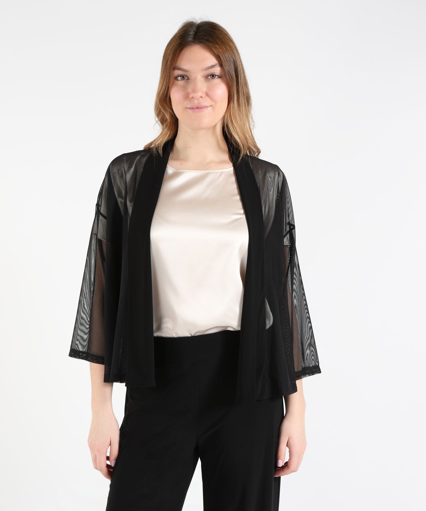 RIBKOFF Soprabito drappeggiato aperto sul davanti in tulle e maglia effetto seta
