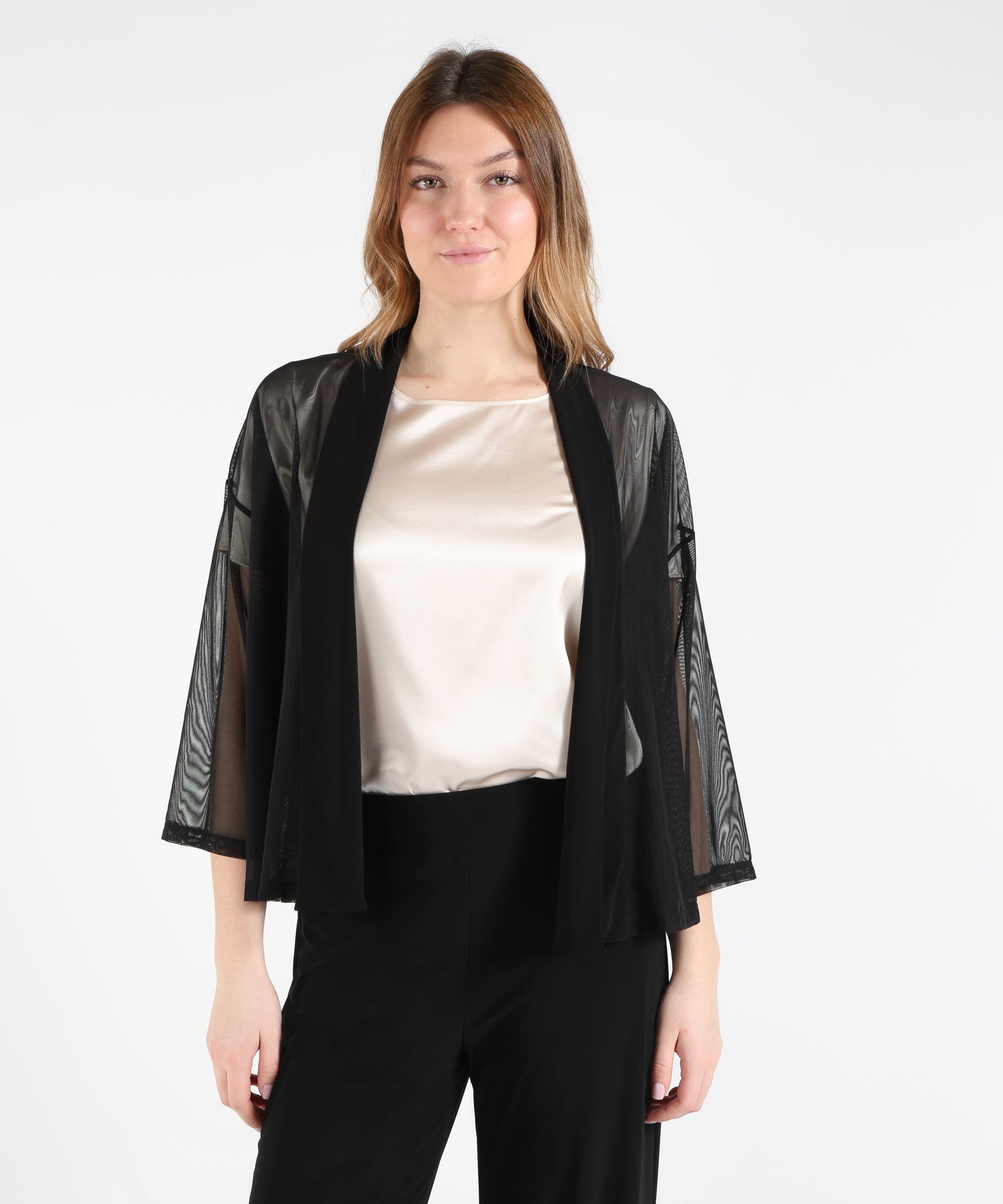 RIBKOFF Soprabito drappeggiato aperto sul davanti in tulle e maglia effetto seta
