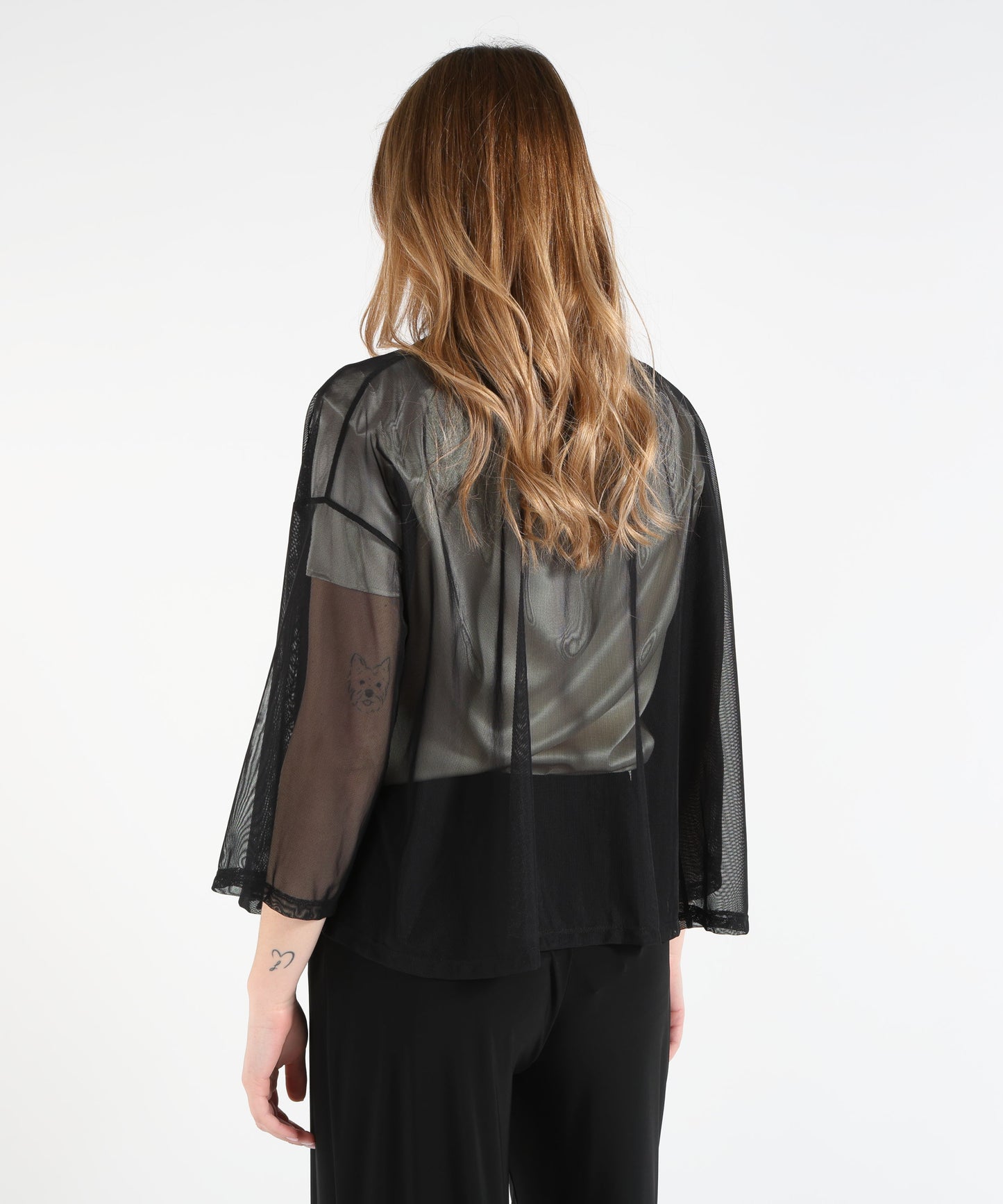 RIBKOFF Soprabito drappeggiato aperto sul davanti in tulle e maglia effetto seta