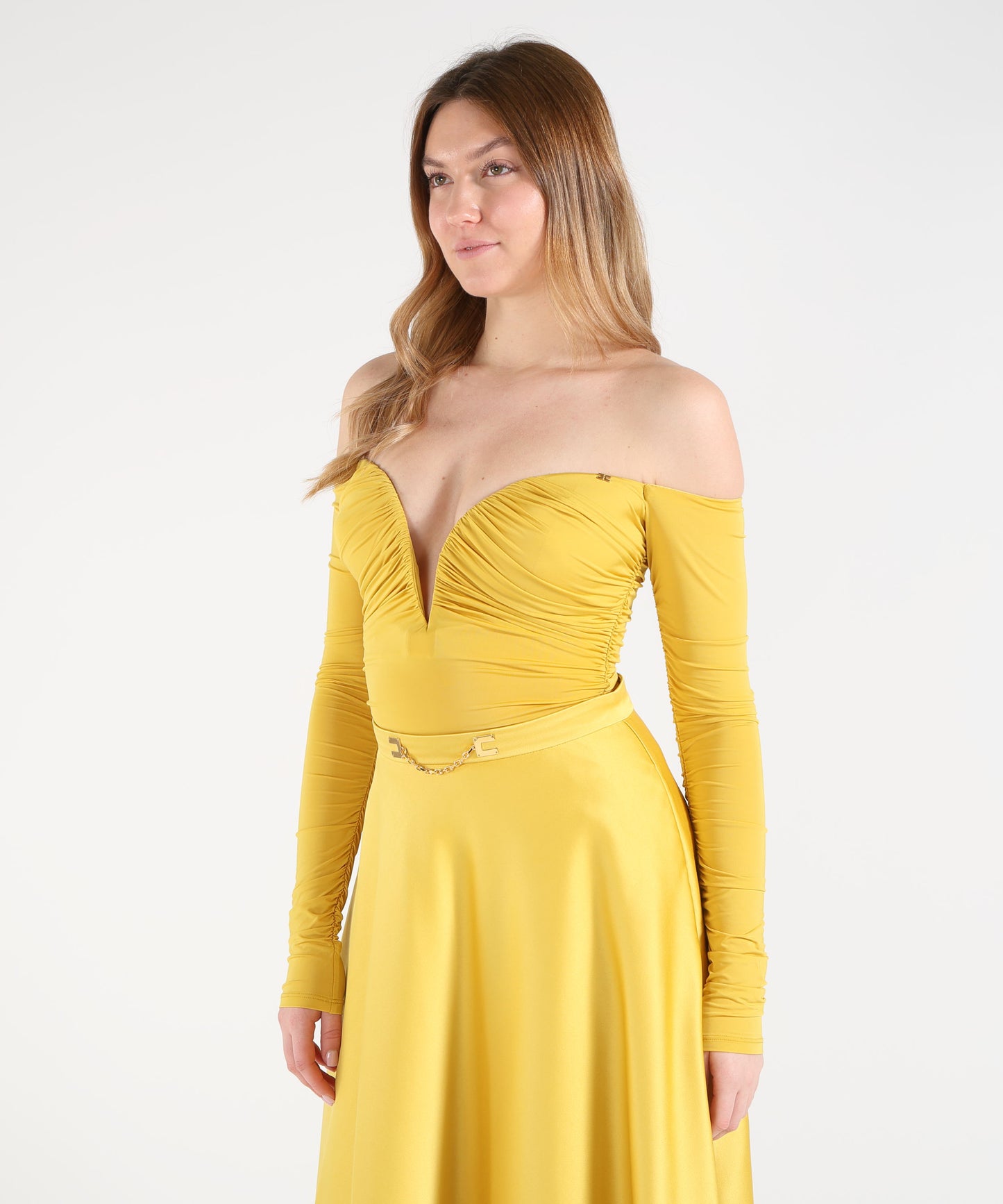 ELISABETTA FRANCHI Lightweight Crêpe Jersey Bodysuit with Draping