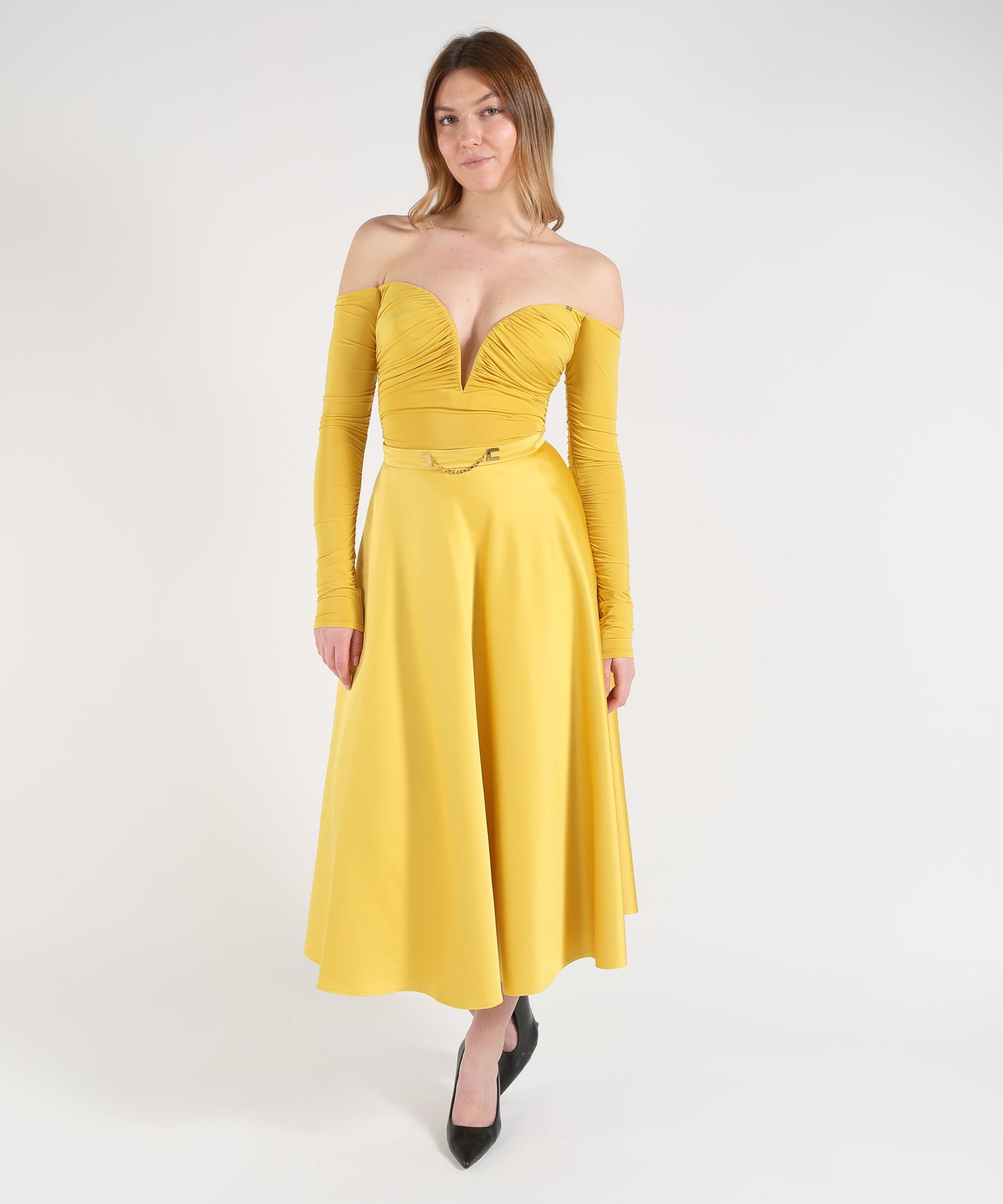 ELISABETTA FRANCHI Lightweight Crêpe Jersey Bodysuit with Draping