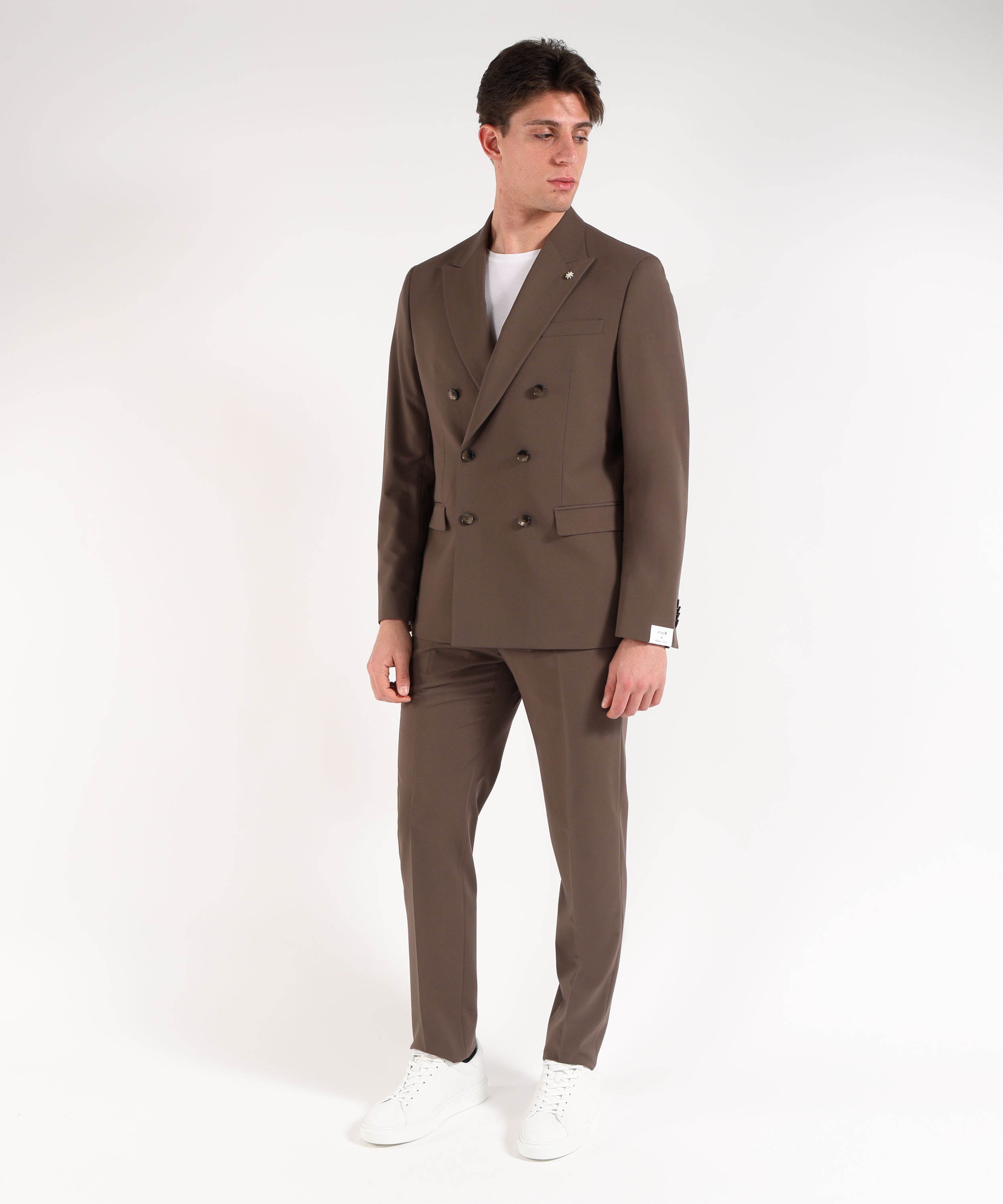 Dresses & Suits MANUEL RITZ Double-breasted suit with matching trousers Marrone | MANUEL RITZ
