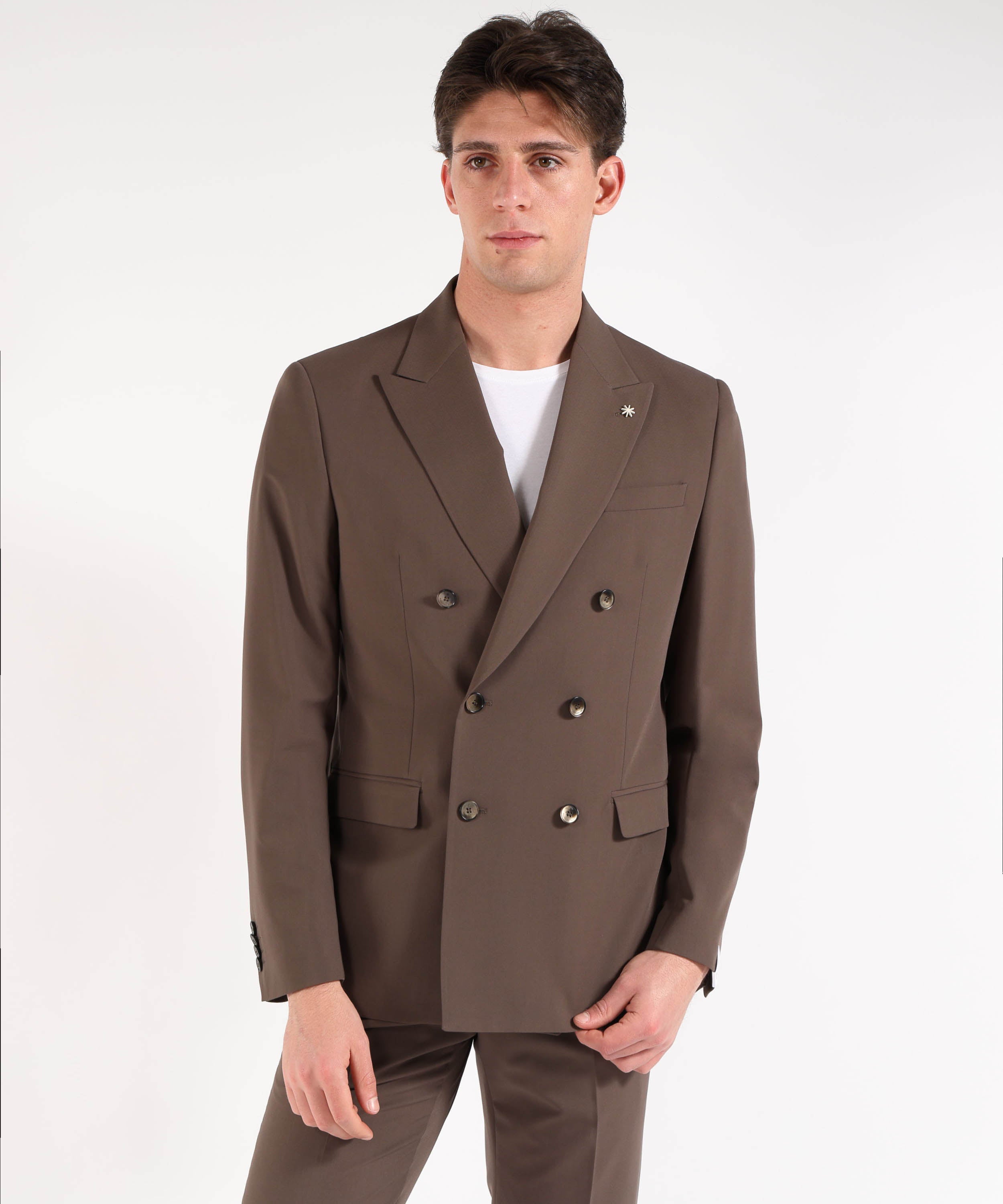 Dresses & Suits MANUEL RITZ Double-breasted suit with matching trousers Marrone | MANUEL RITZ