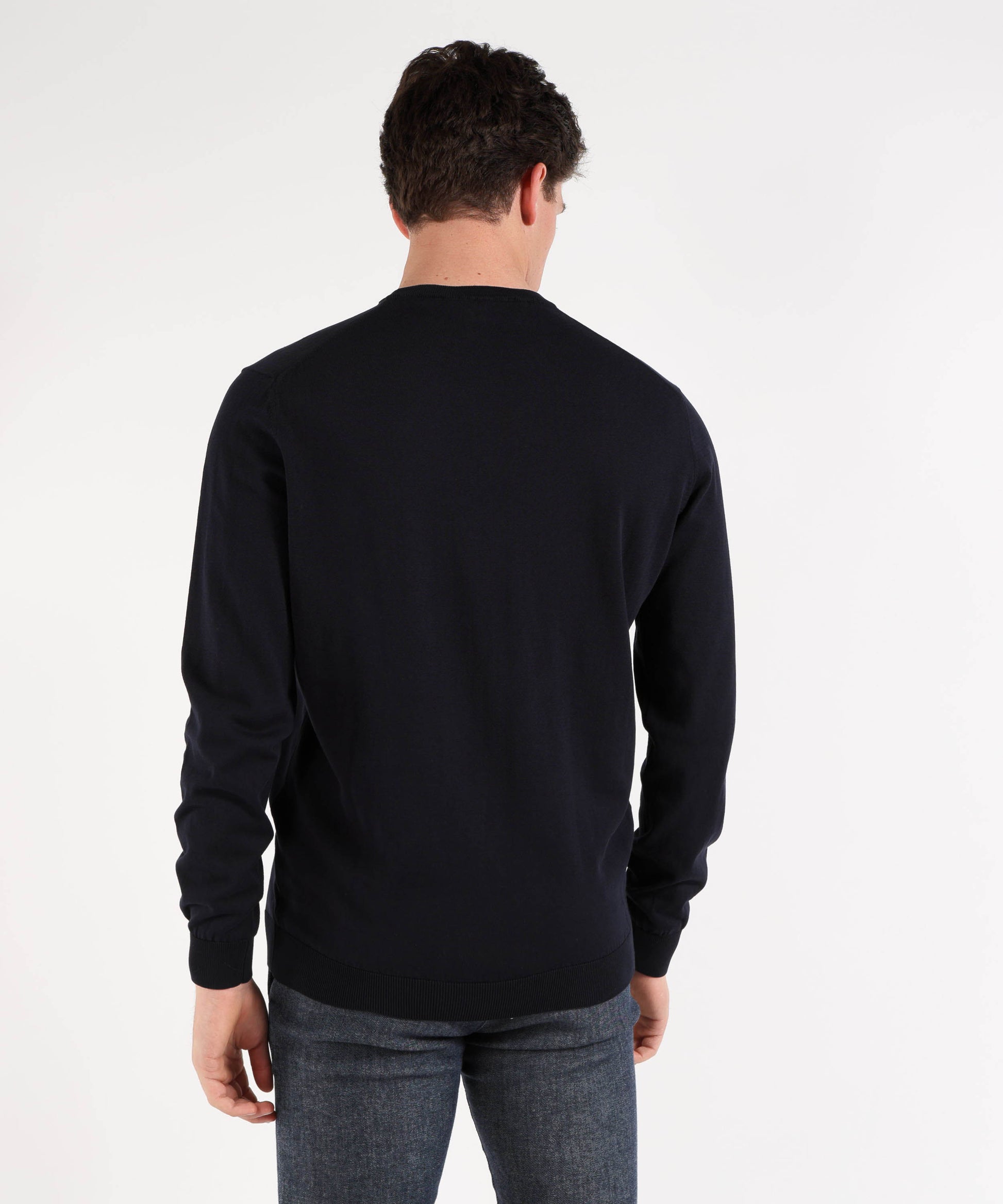 Knitwear FILIPPO DE LAURENTIIS Crew-neck top in crepe cotton Navy | FILIPPO DE LAURENTIIS