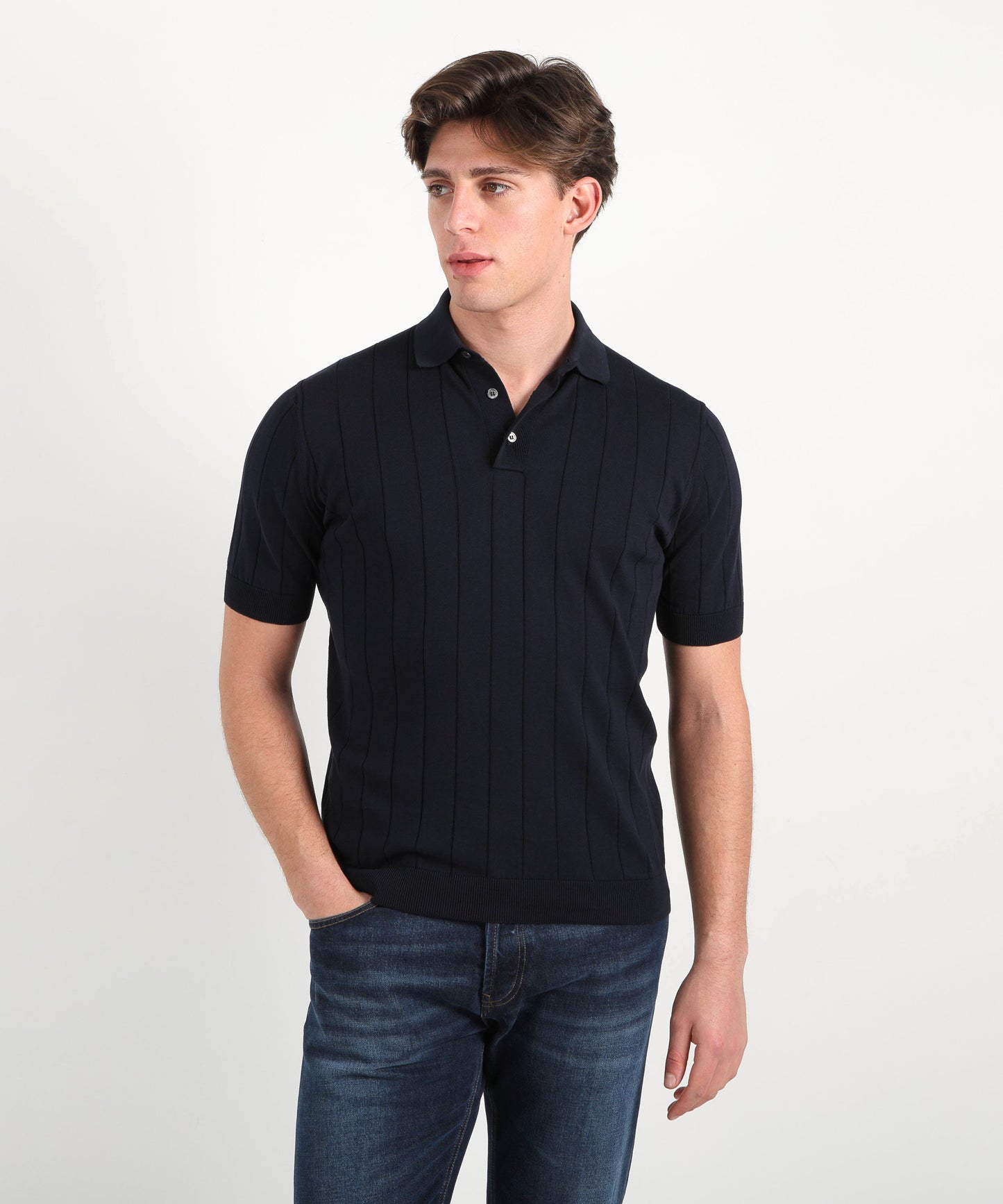 FILIPPO DE LAURENTIIS Short-sleeve polo with buttons and spring-effect cuffs