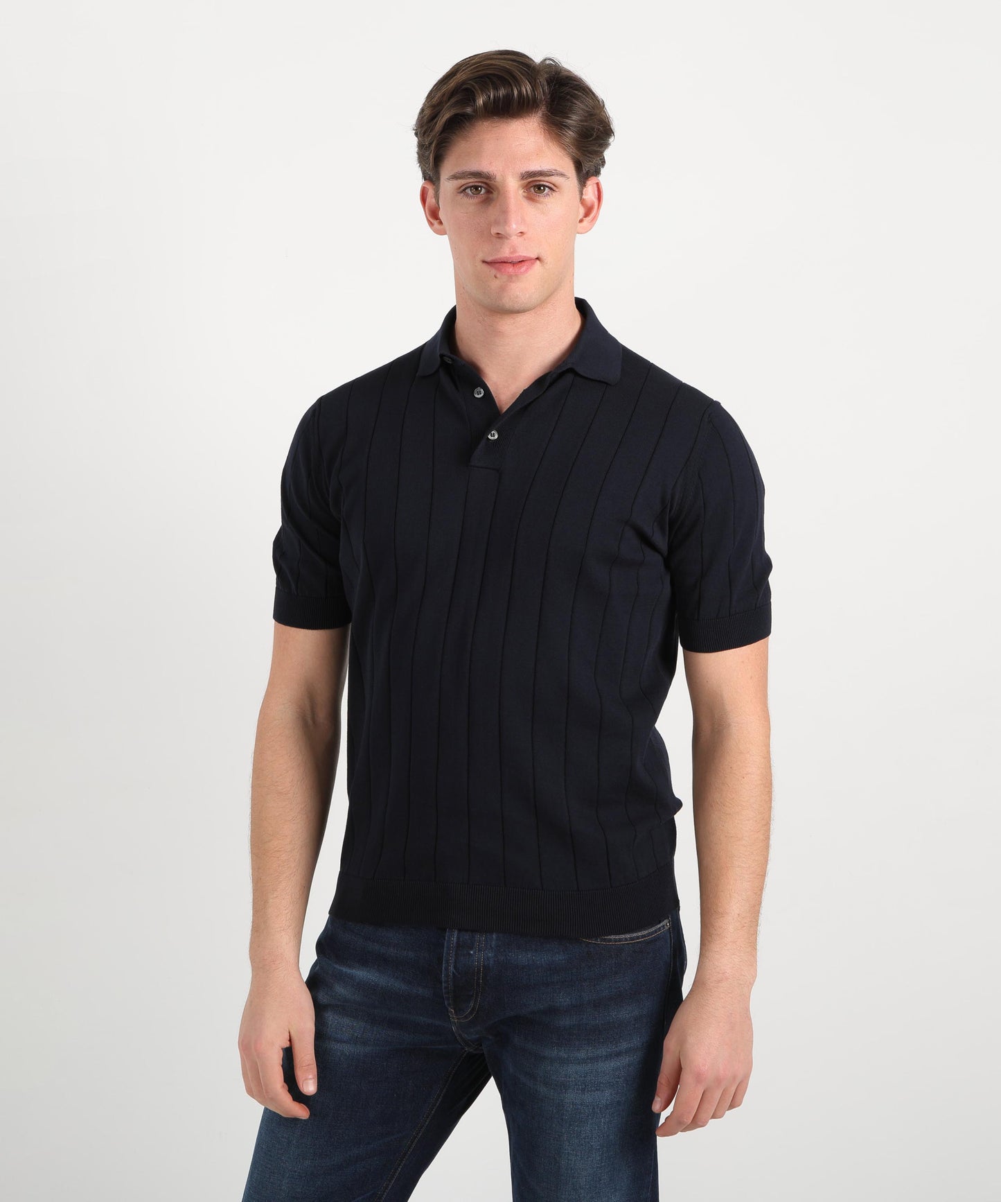 FILIPPO DE LAURENTIIS Short-sleeve polo with buttons and spring-effect cuffs