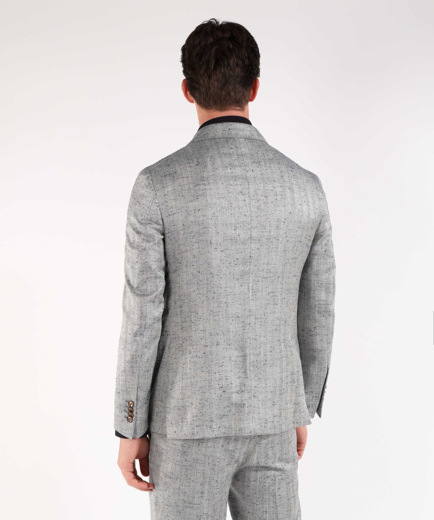 SUITHOMME Abito doppiopetto spinato grigio perla con pantalone coordinato