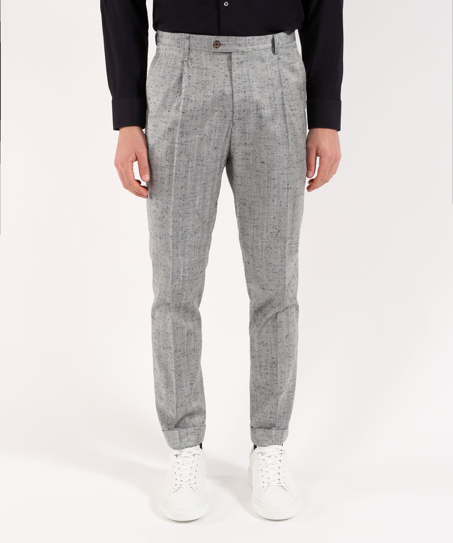 SUITHOMME Abito doppiopetto spinato grigio perla con pantalone coordinato
