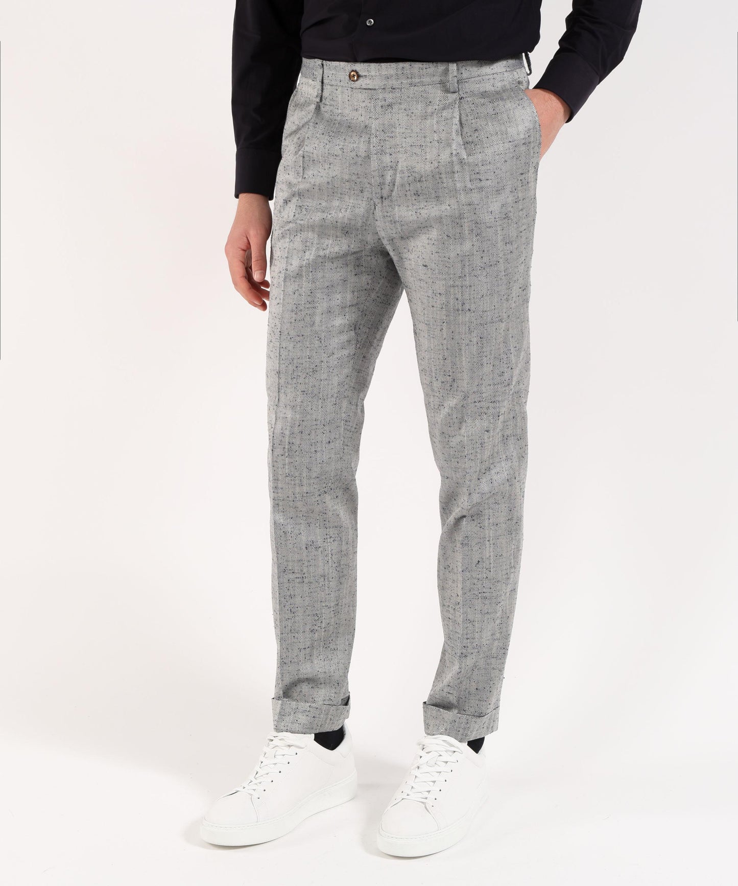 SUITHOMME Abito doppiopetto spinato grigio perla con pantalone coordinato