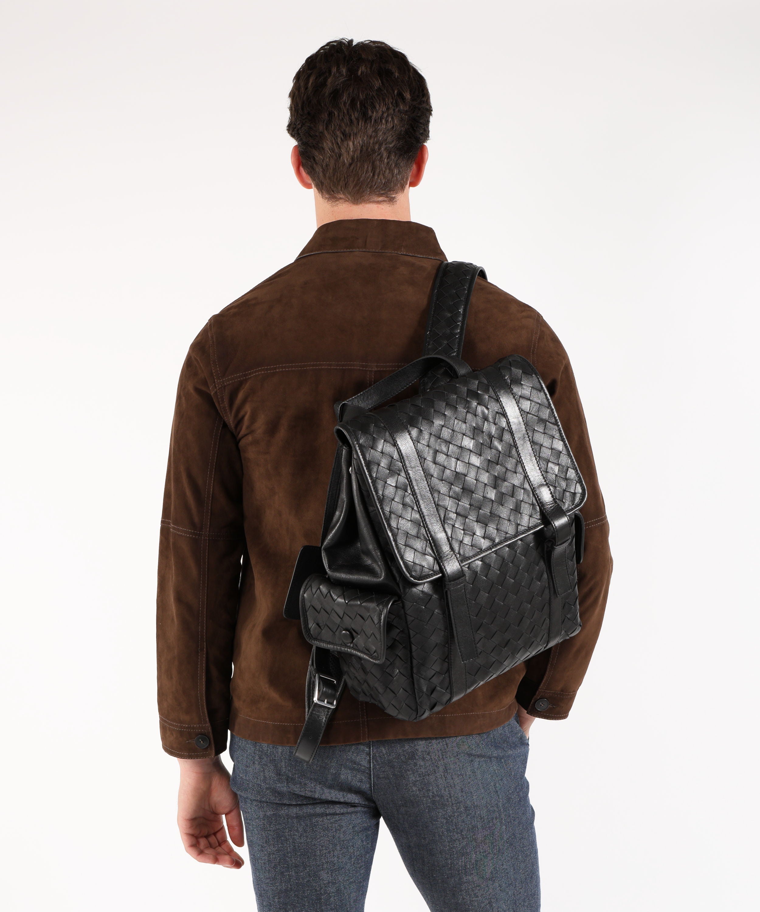 Zaini THE JACK LEATHERS Zaino intreccio largo con tasche multiple Nero | THE JACK LEATHERS