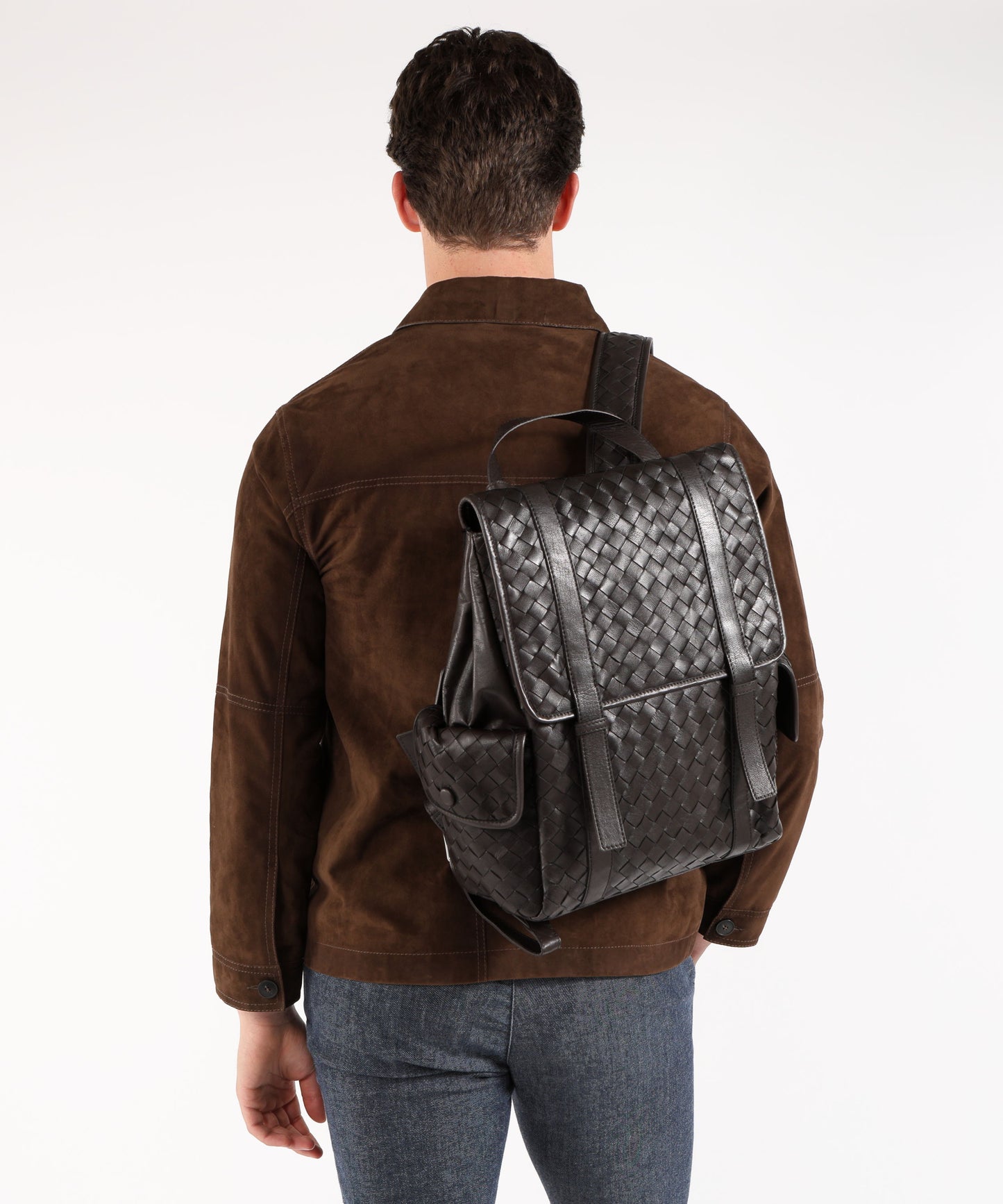 THE JACK LEATHERS Zaino intreccio largo con tasche multiple