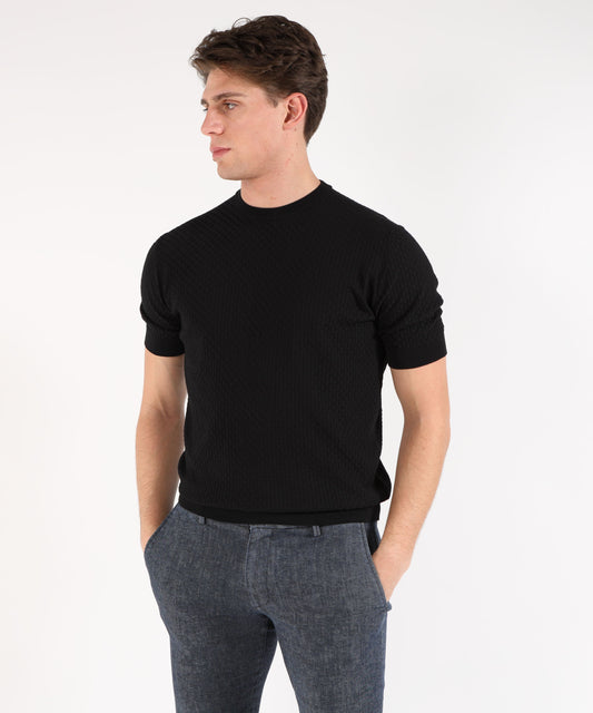 FILIPPO DE LAURENTIIS T-shirt manica corta in crepe cotton con intarsio