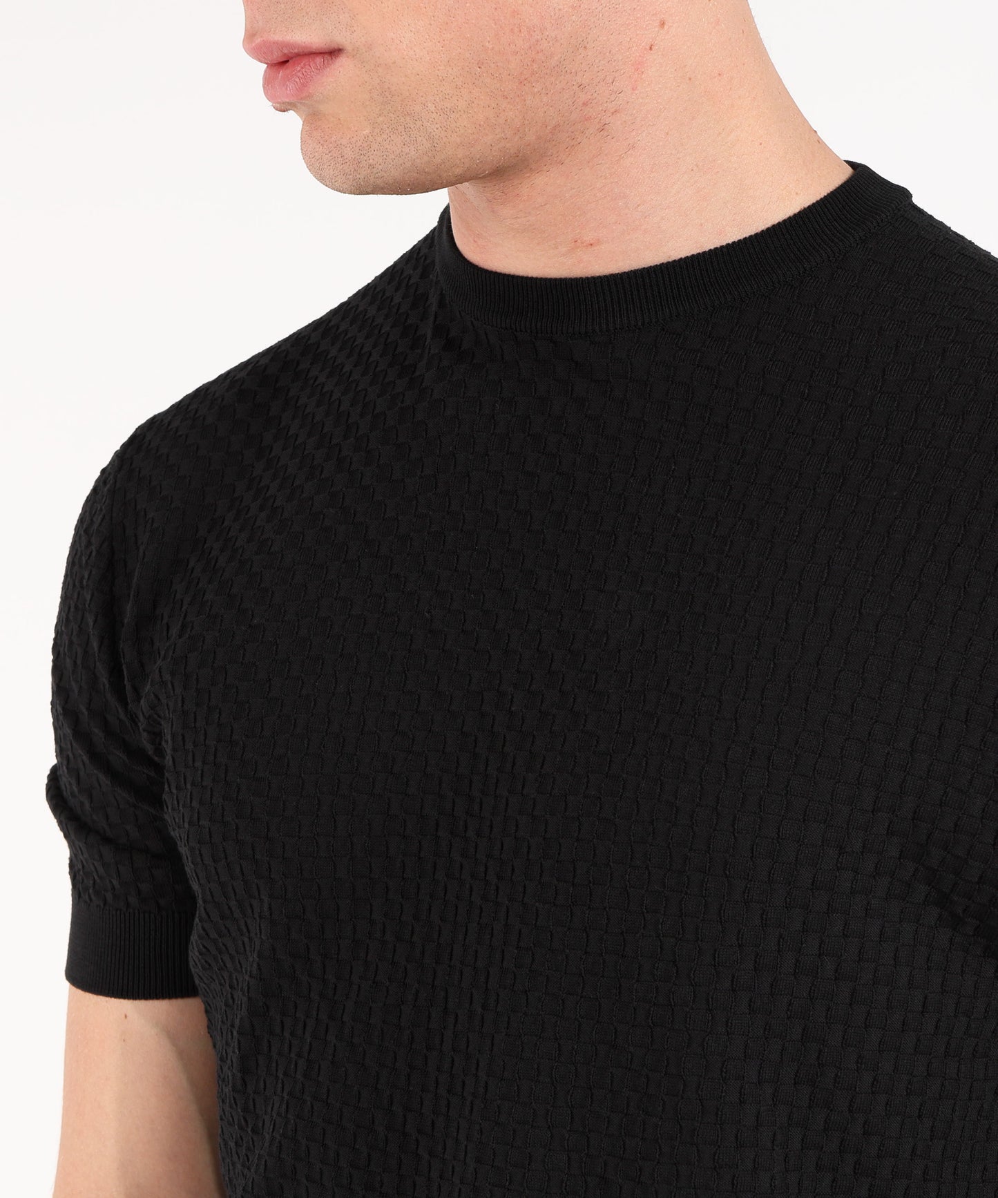 FILIPPO DE LAURENTIIS T-shirt manica corta in crepe cotton con intarsio