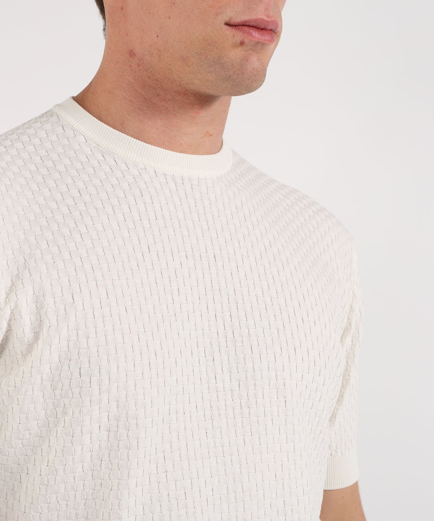 FILIPPO DE LAURENTIIS T-shirt manica corta in crepe cotton con intarsio