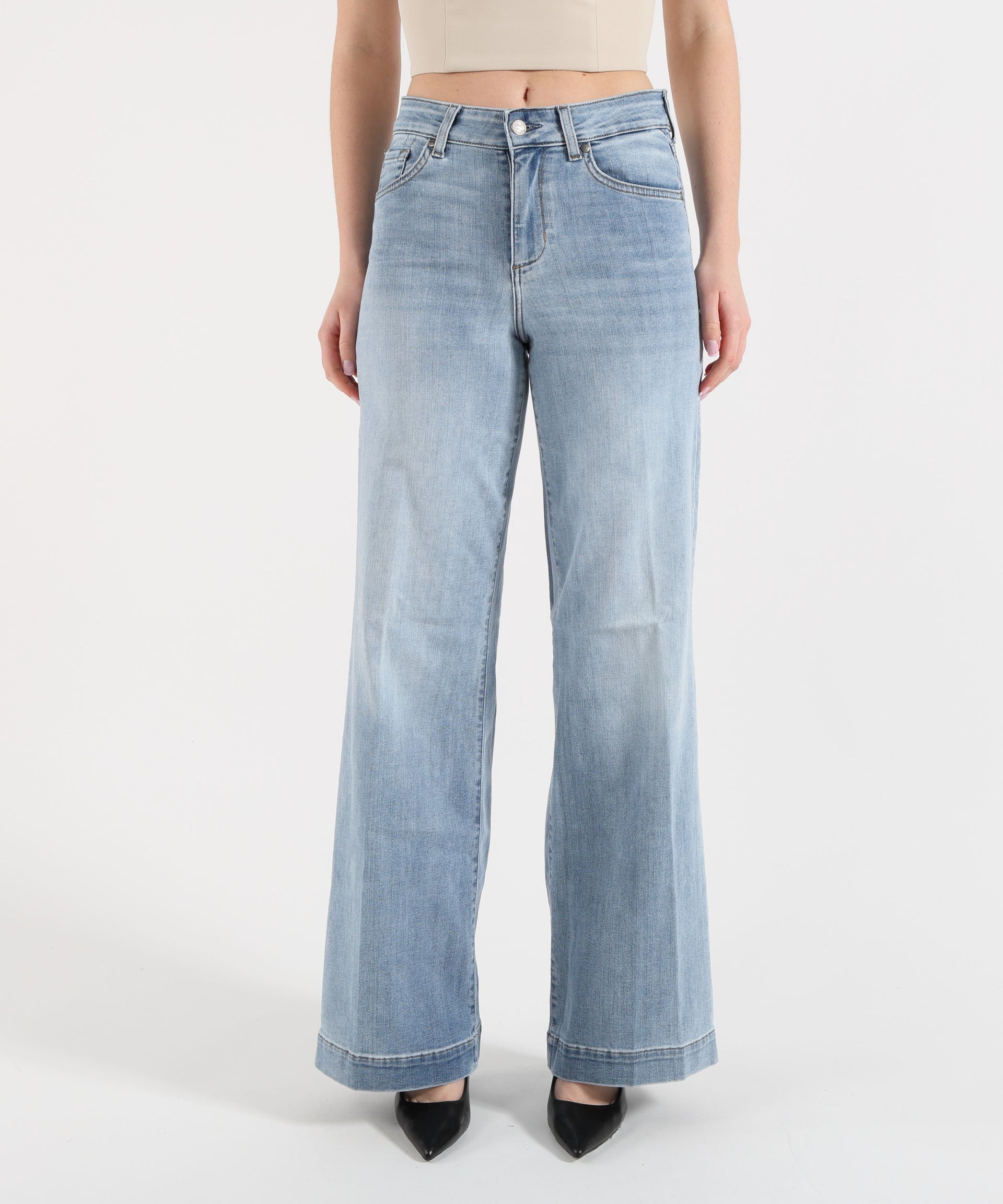 LIUJO denim Jeans flare con strass