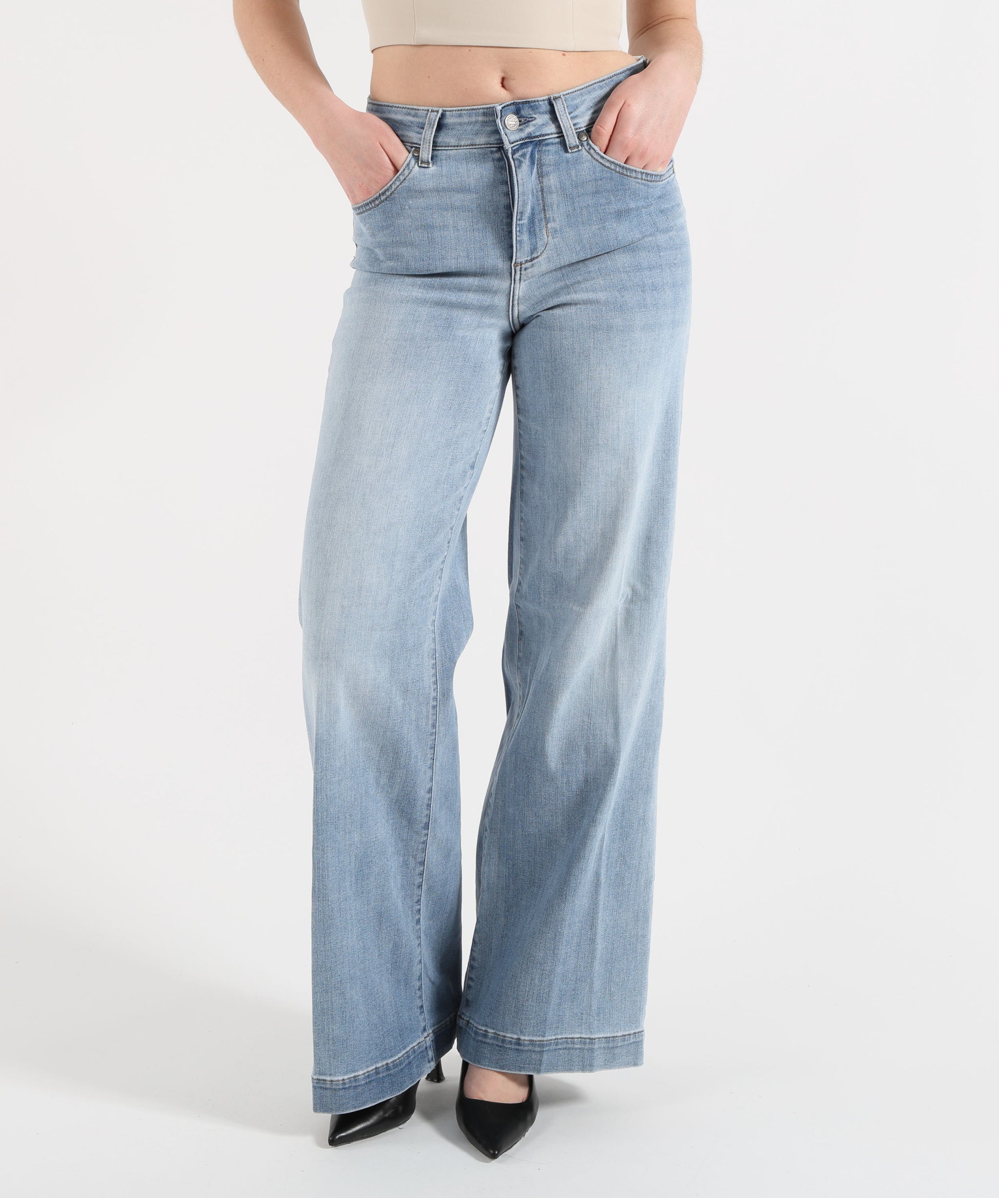 Jeans LIUJO denim Jeans flare con strass Denim chiaro | LIUJO denim
