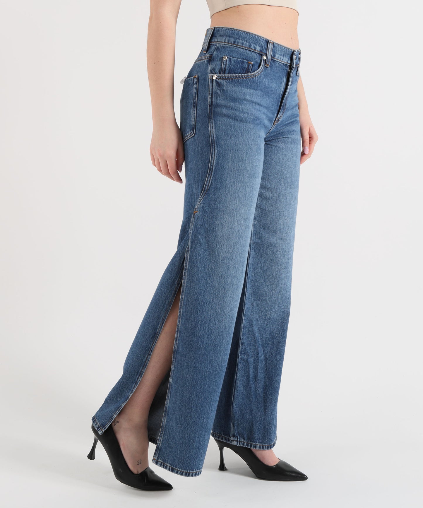 LIUJO denim Jeans flare con spacchetti laterali