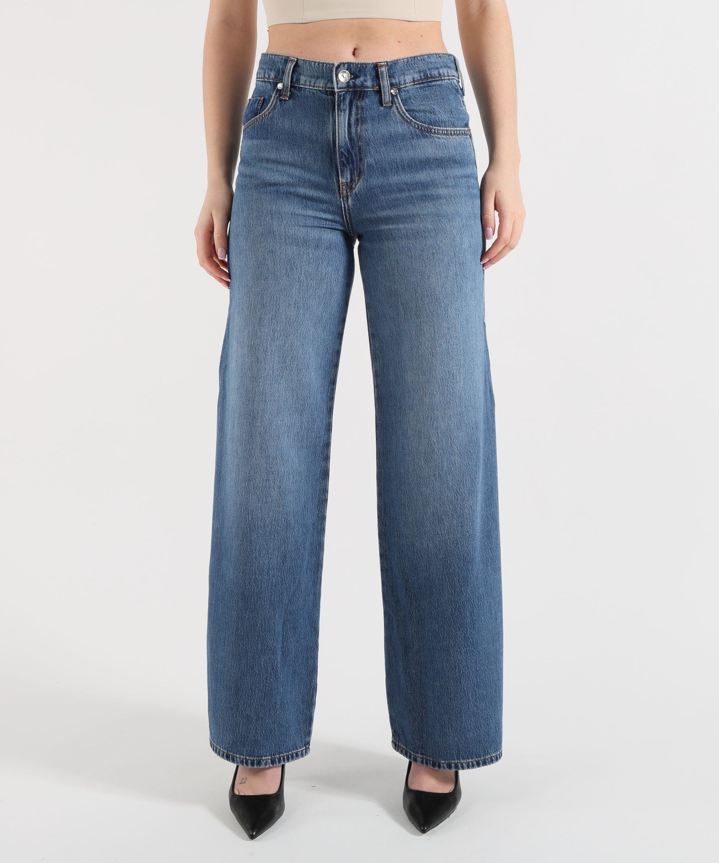 LIUJO denim Jeans flare con spacchetti laterali
