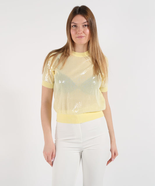 LIUJO WHITE Top con paillettes