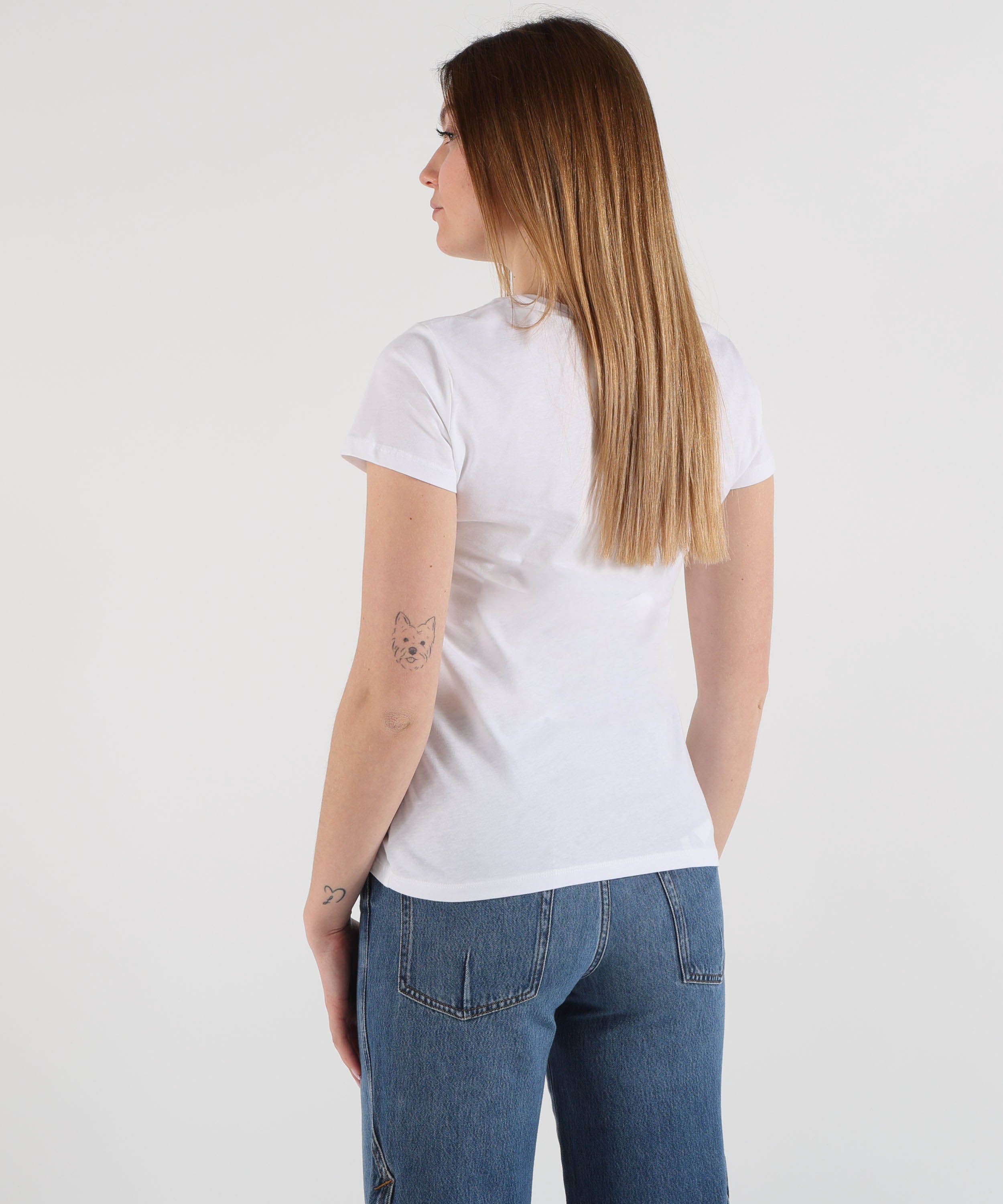 LIUJO WHITE T-shirt con stampa e strass