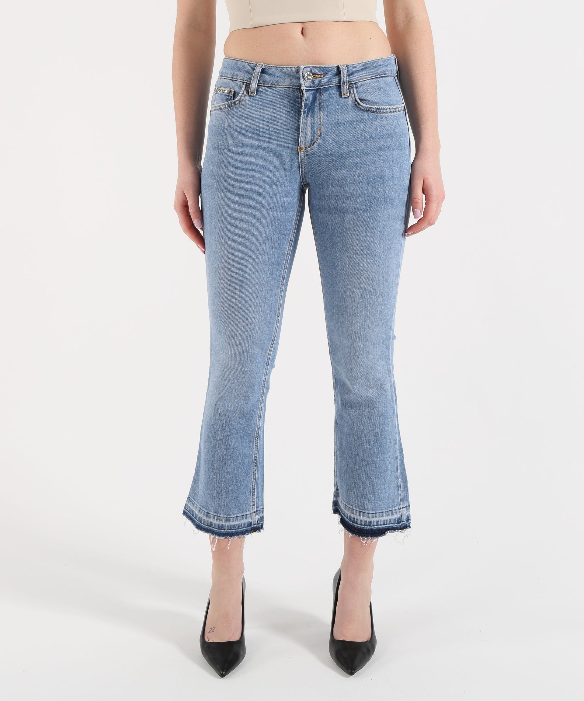 LIUJO denim Jeans bootcut con orli unfinished