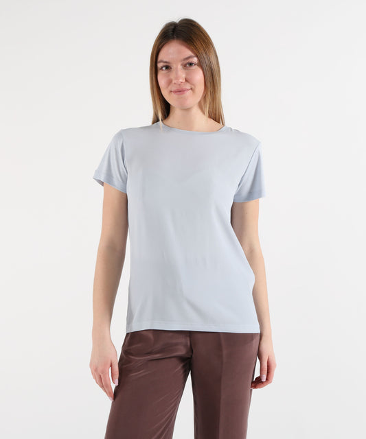 SEVENTY T-shirt girocollo in jersey e crêpe misto seta