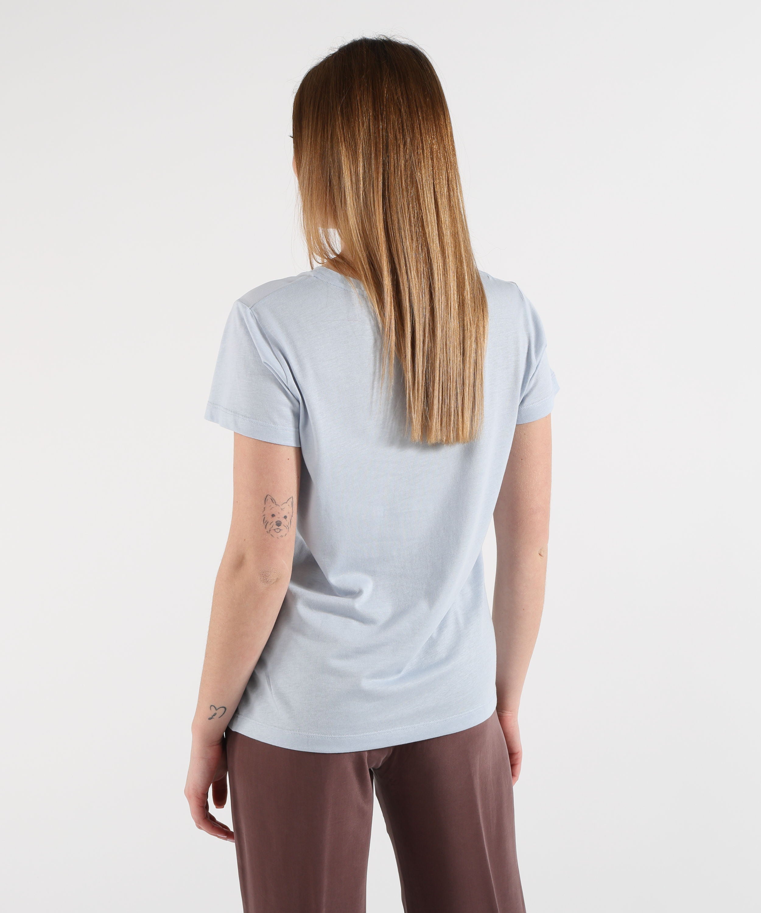 SEVENTY T-shirt girocollo in jersey e crêpe misto seta