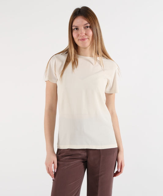 SEVENTY T-shirt girocollo in jersey e crêpe misto seta