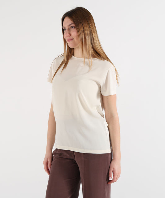 SEVENTY T-shirt girocollo in jersey e crêpe misto seta