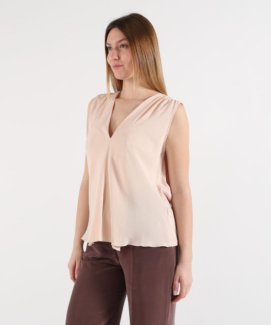 SEVENTY Camicia smanicata in jersey e crêpe misto seta