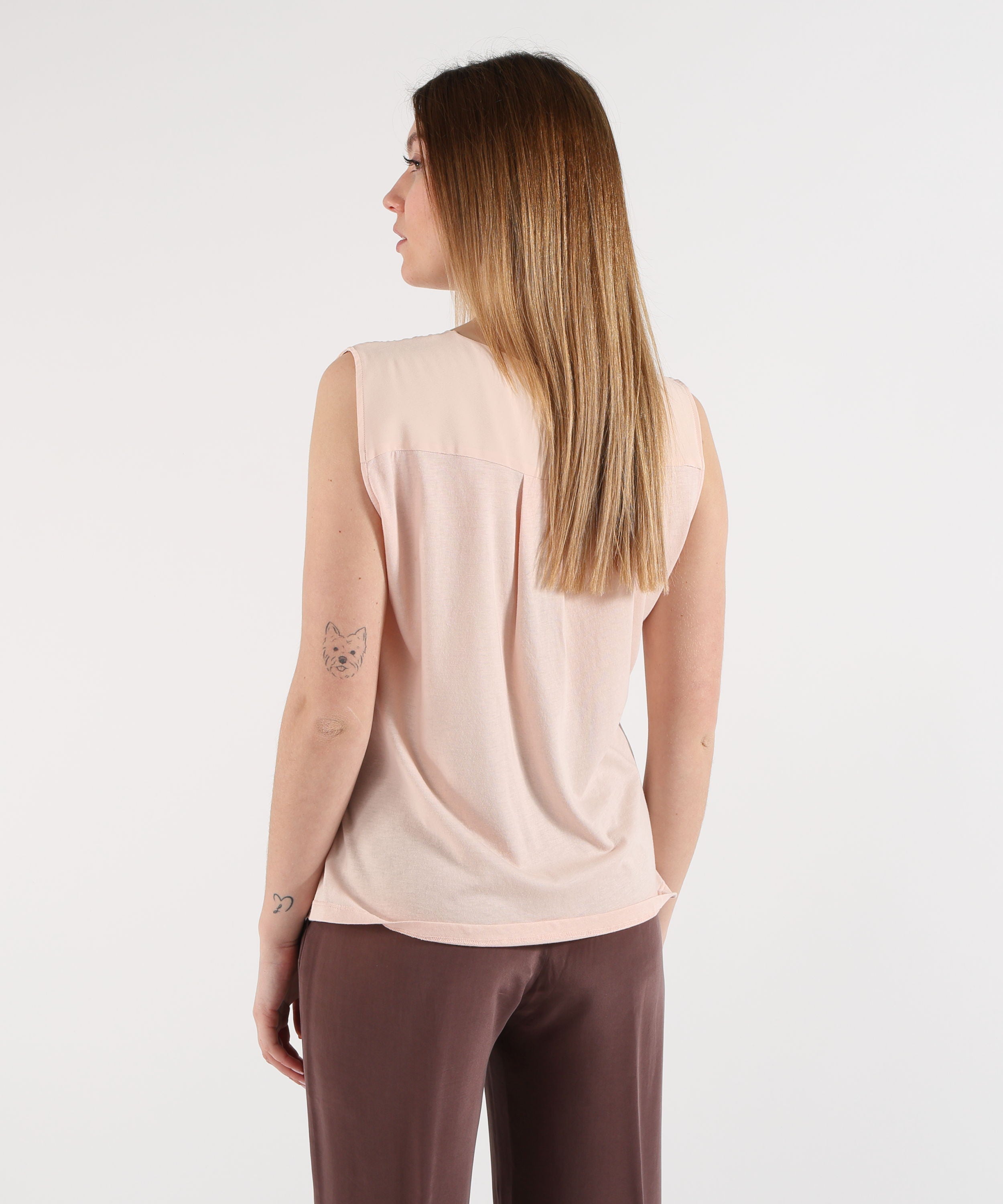 SEVENTY Camicia smanicata in jersey e crêpe misto seta