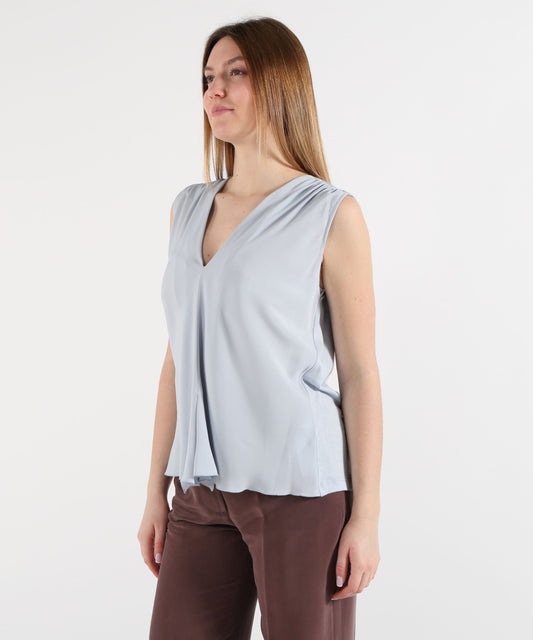 SEVENTY Camicia smanicata in jersey e crêpe misto seta