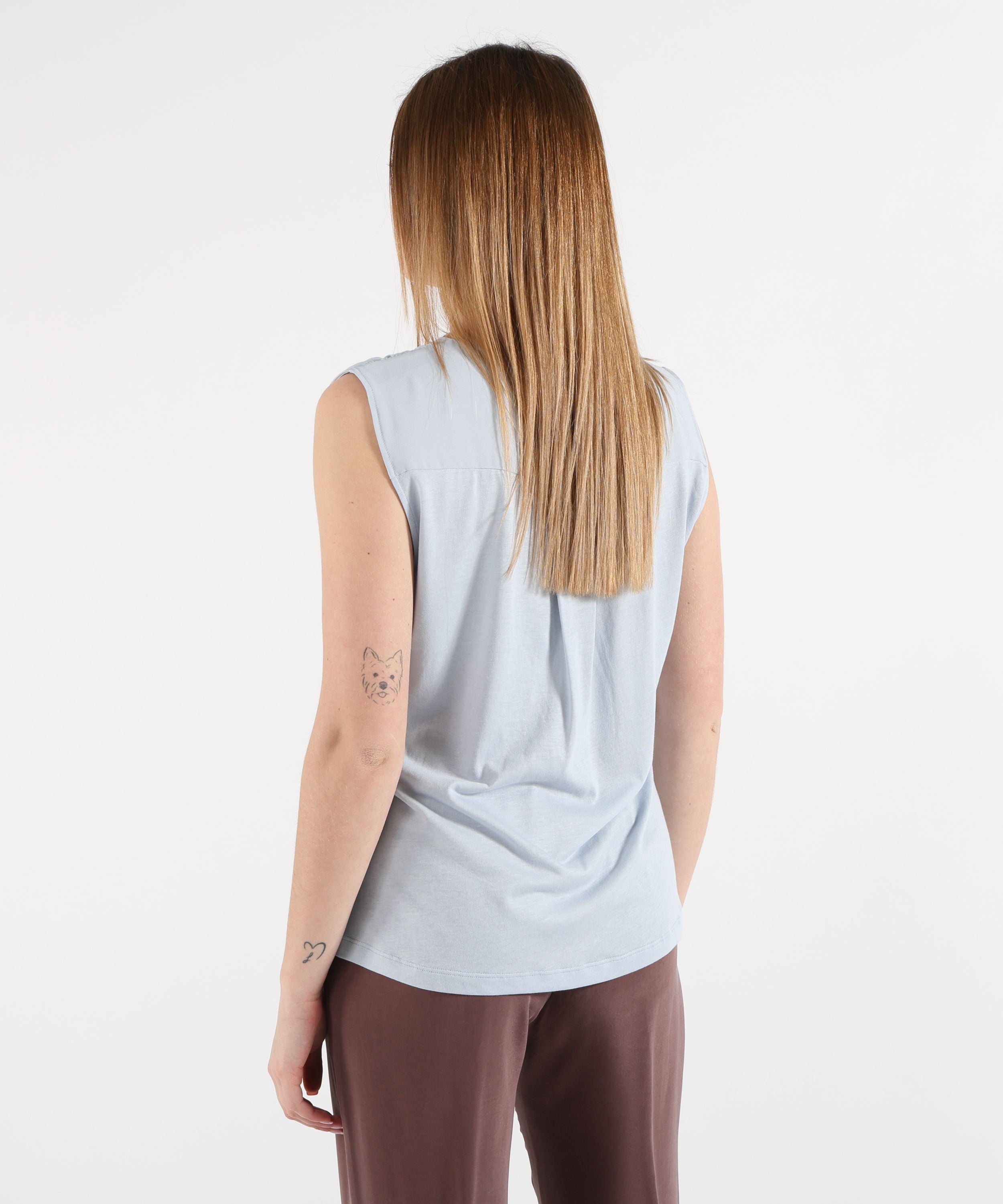 SEVENTY Camicia smanicata in jersey e crêpe misto seta