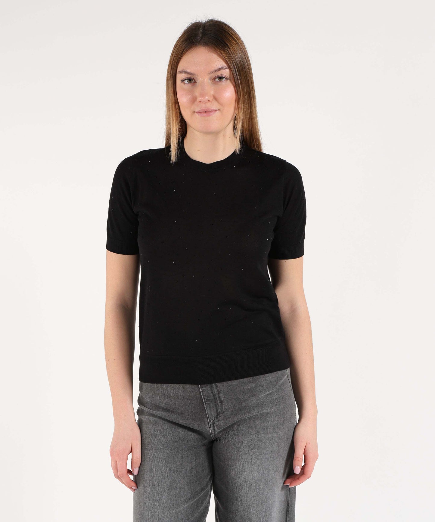 SEVENTY Maglia girocollo mezza manica in viscosa seta